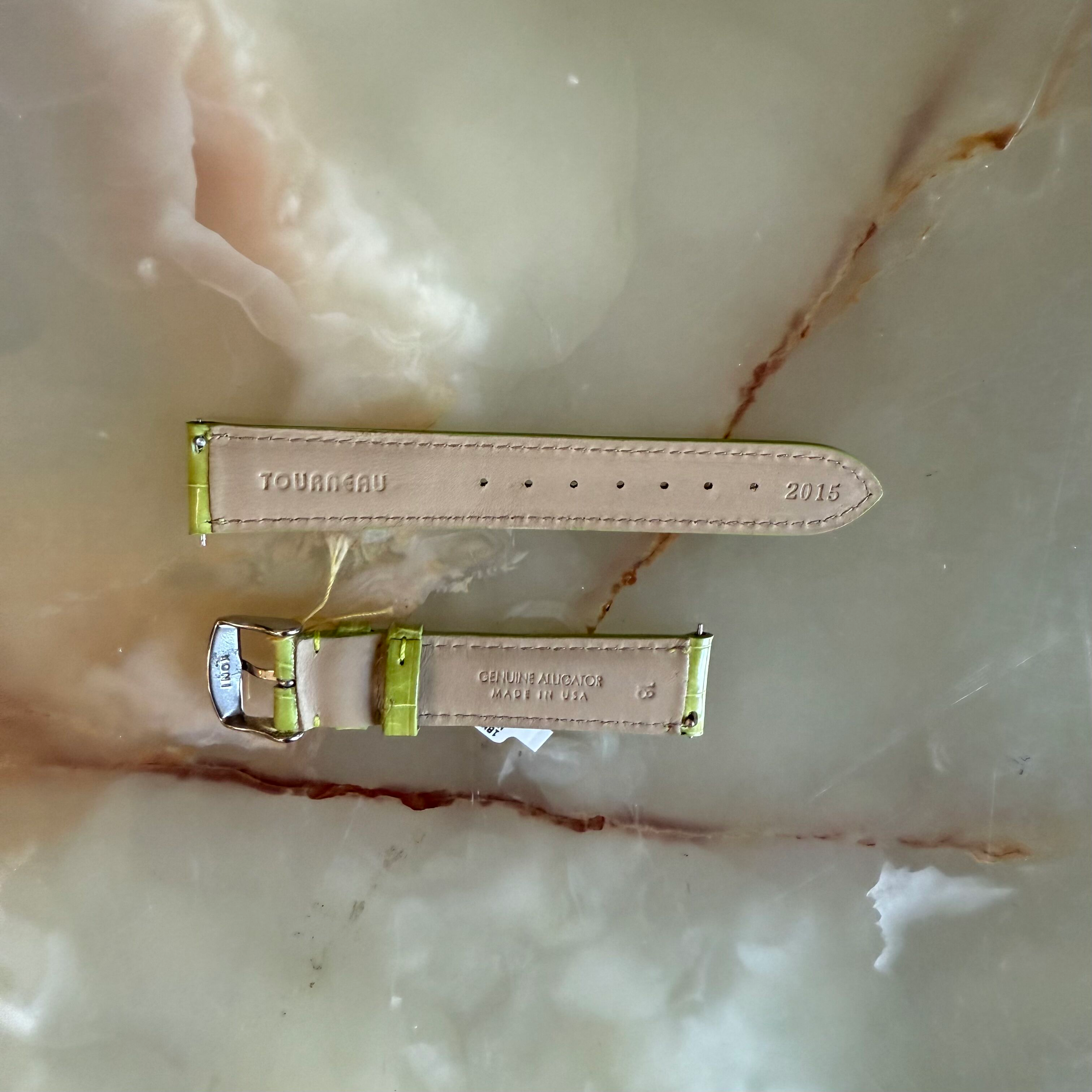Genuine Alligator Green Watch Strap Band 18mm Padded & Stitched w Buckle
