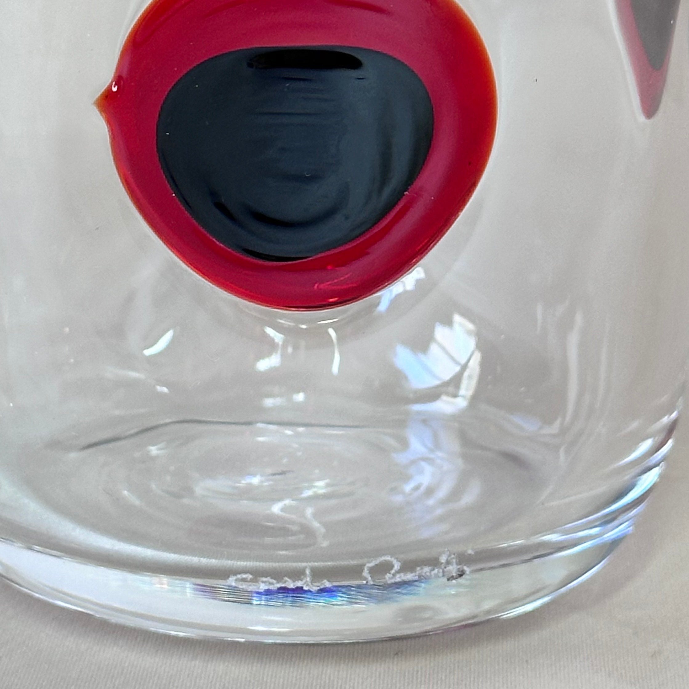 Carlo Moretti Red Bora Hand Blown Murano Glass Vase