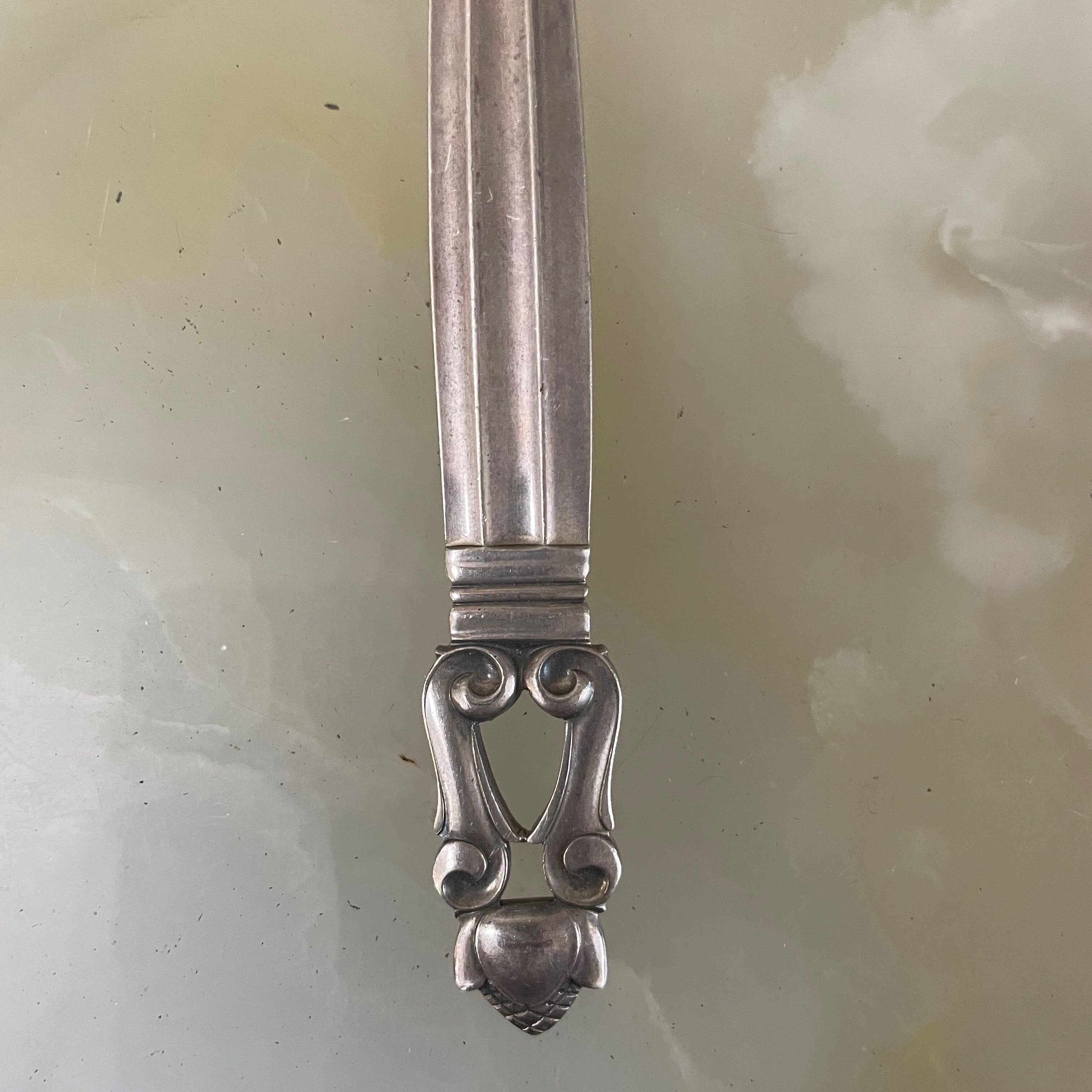 Georg Jensen Acorn Sterling Salad Set Spoon Fork Set