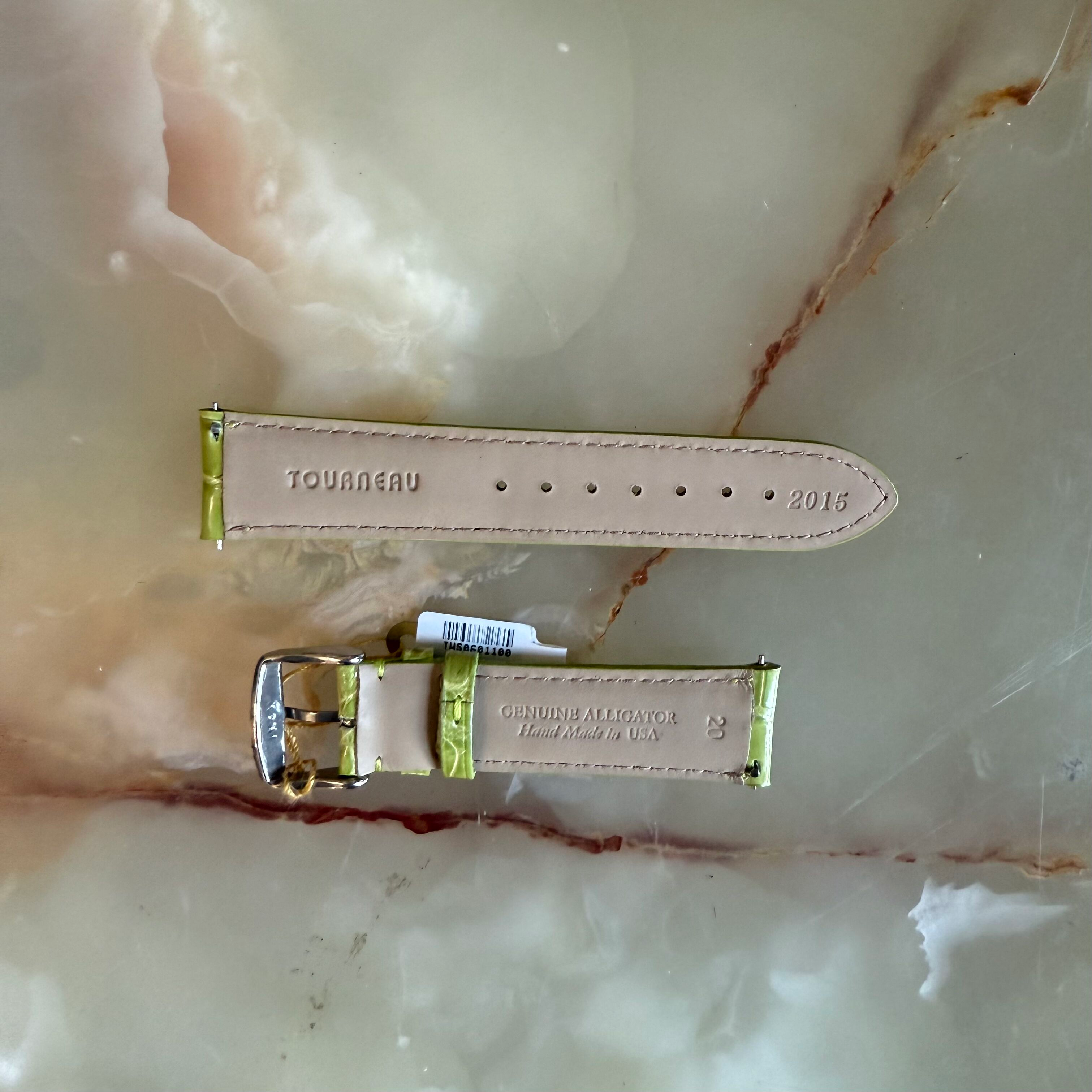 Genuine Alligator Green Watch Strap Band 20mm Padded & Stitched w Buckle