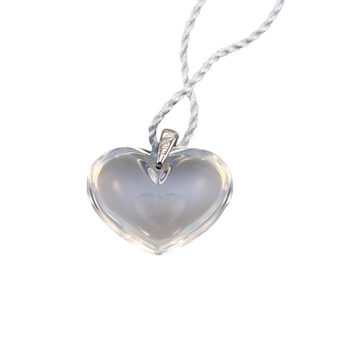 Lalique Amour A La Folie Opal Crystal Silver Heart Pendant Necklace 6733000