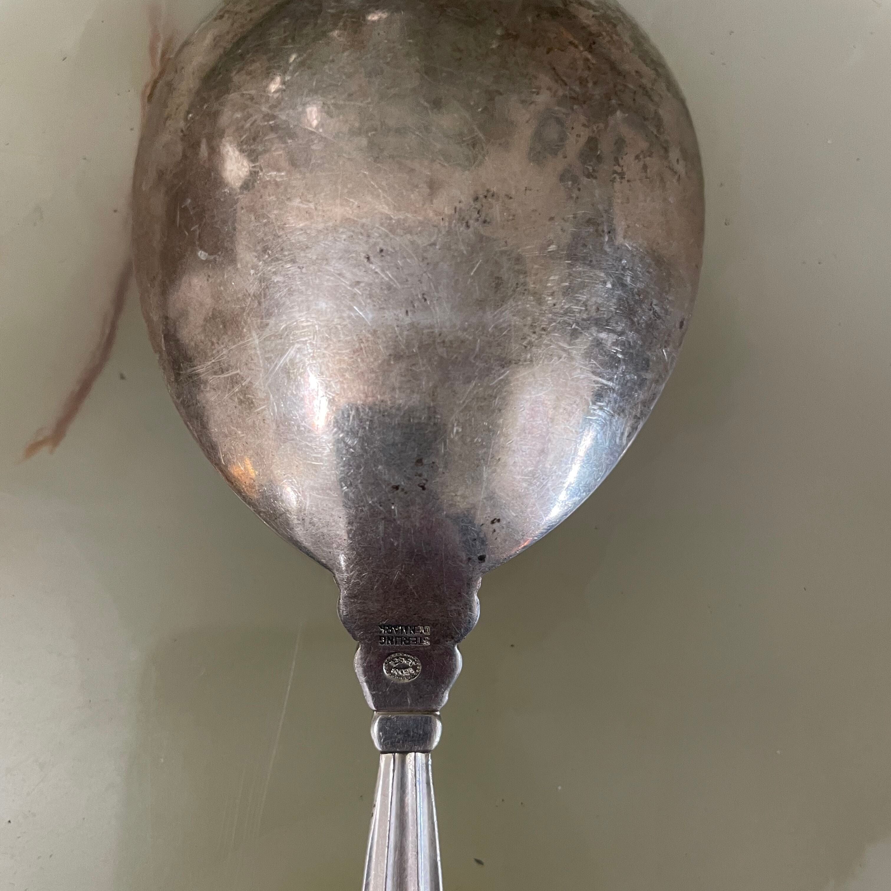 Georg Jensen Acorn Sterling Salad Set Spoon Fork Set