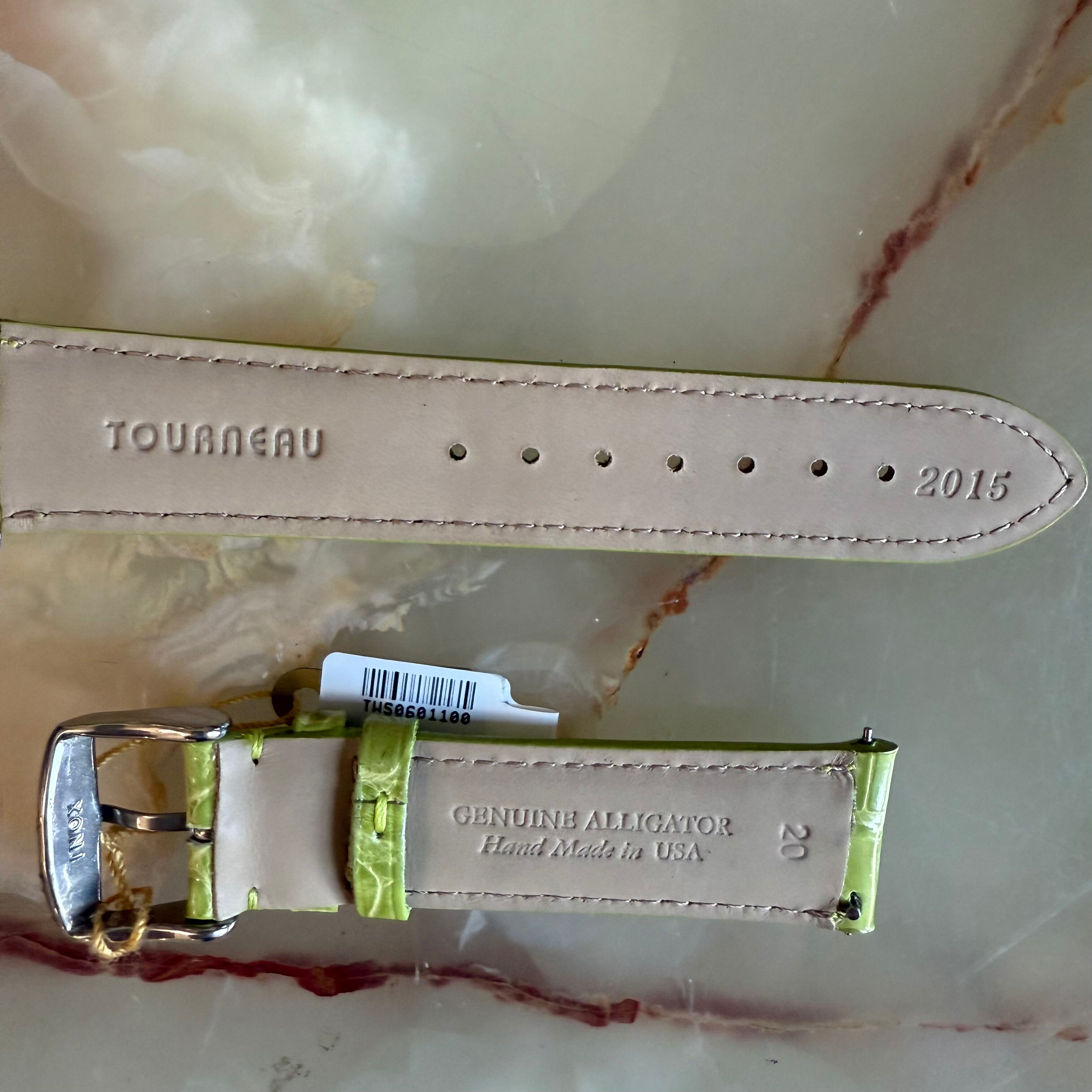 Genuine Alligator Green Watch Strap Band 20mm Padded & Stitched w Buckle