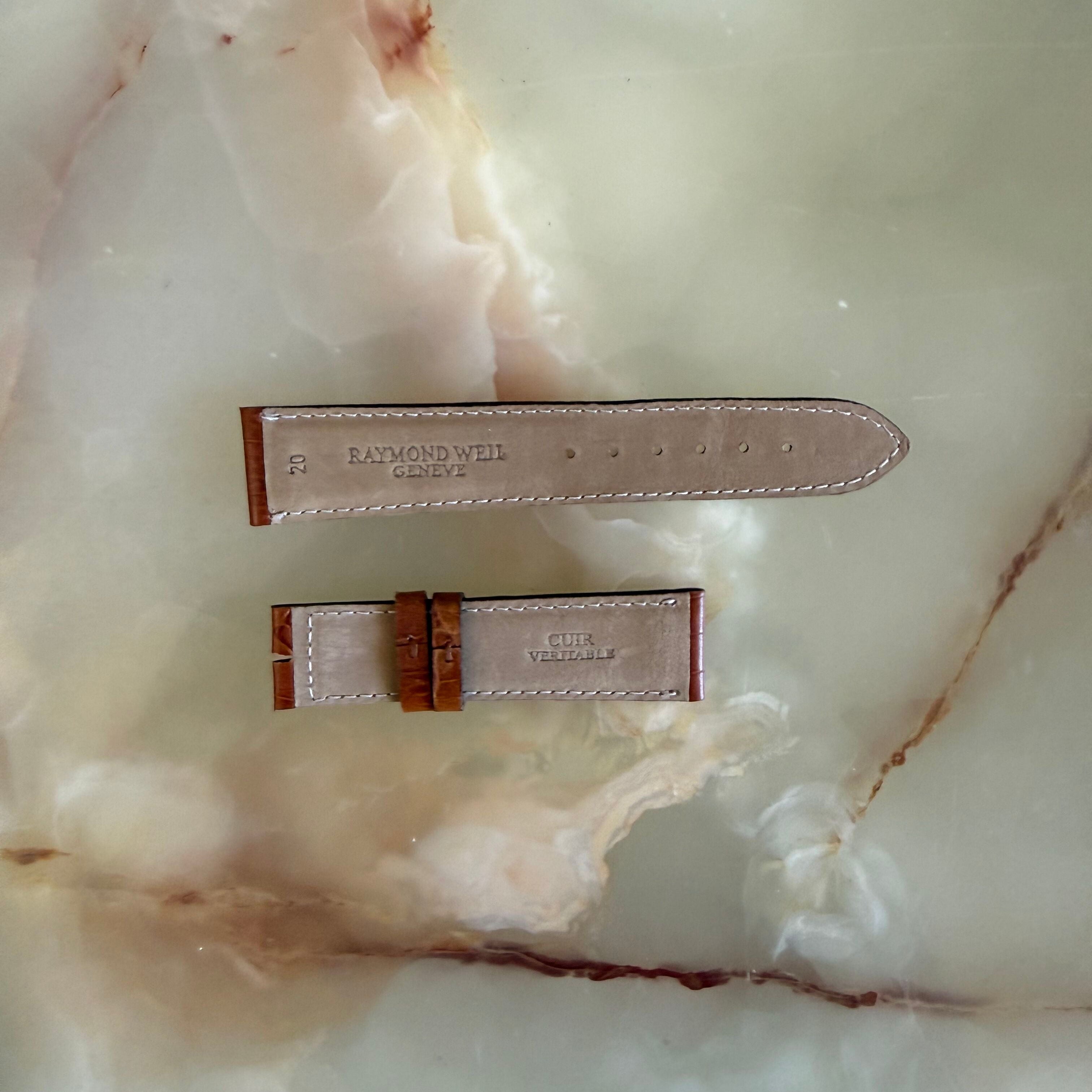 Authentic Raymond Weil Brown Leather Watch Strap Band 20mm