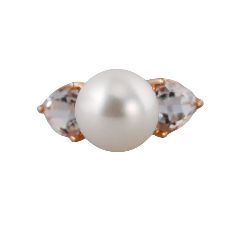 Mimi Milano Anniversary Crystal Pearl Gold Ring