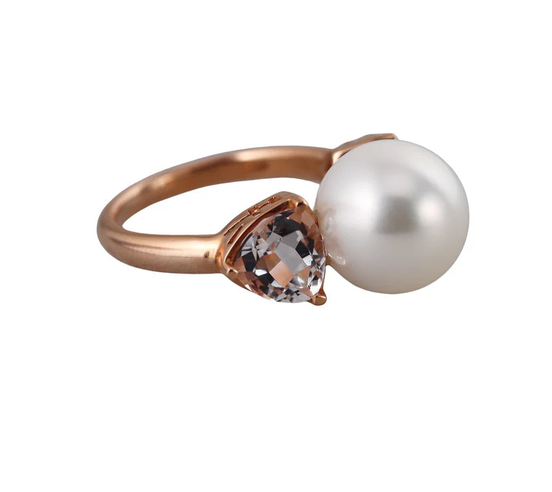 Mimi Milano Anniversary Crystal Pearl Gold Ring