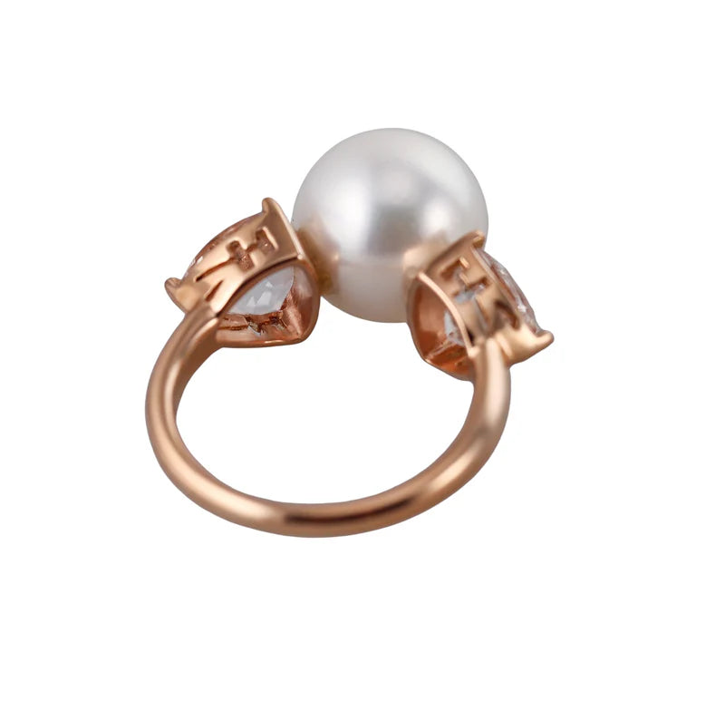 Mimi Milano Anniversary Crystal Pearl Gold Ring