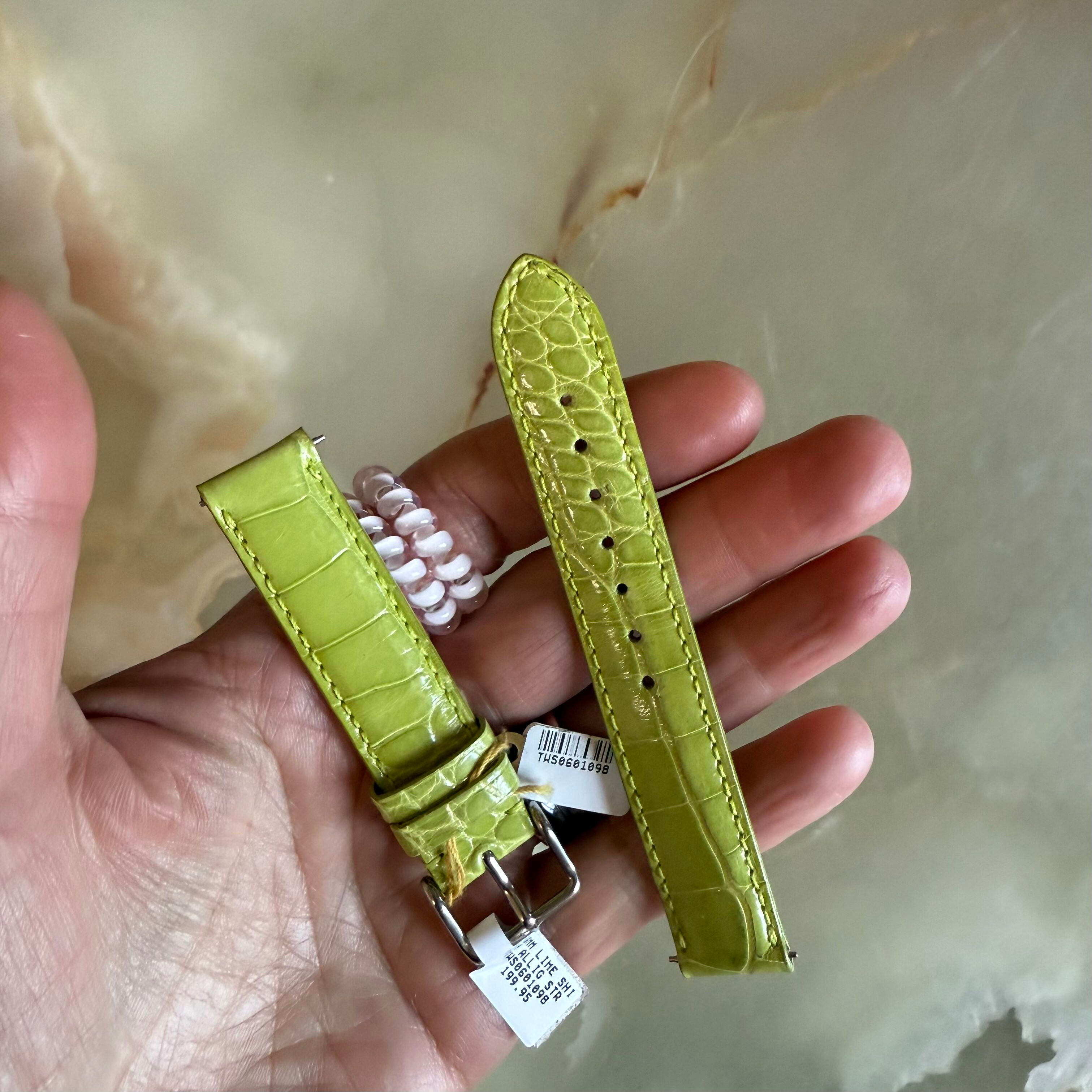 Genuine Alligator Green Watch Strap Band 16mm Padded & Stitched w Buckle