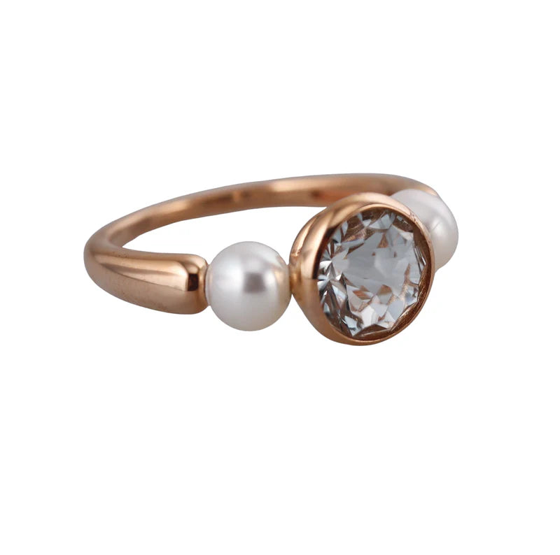 Mimi Milano Happy Prasiolite Pearl Gold Ring