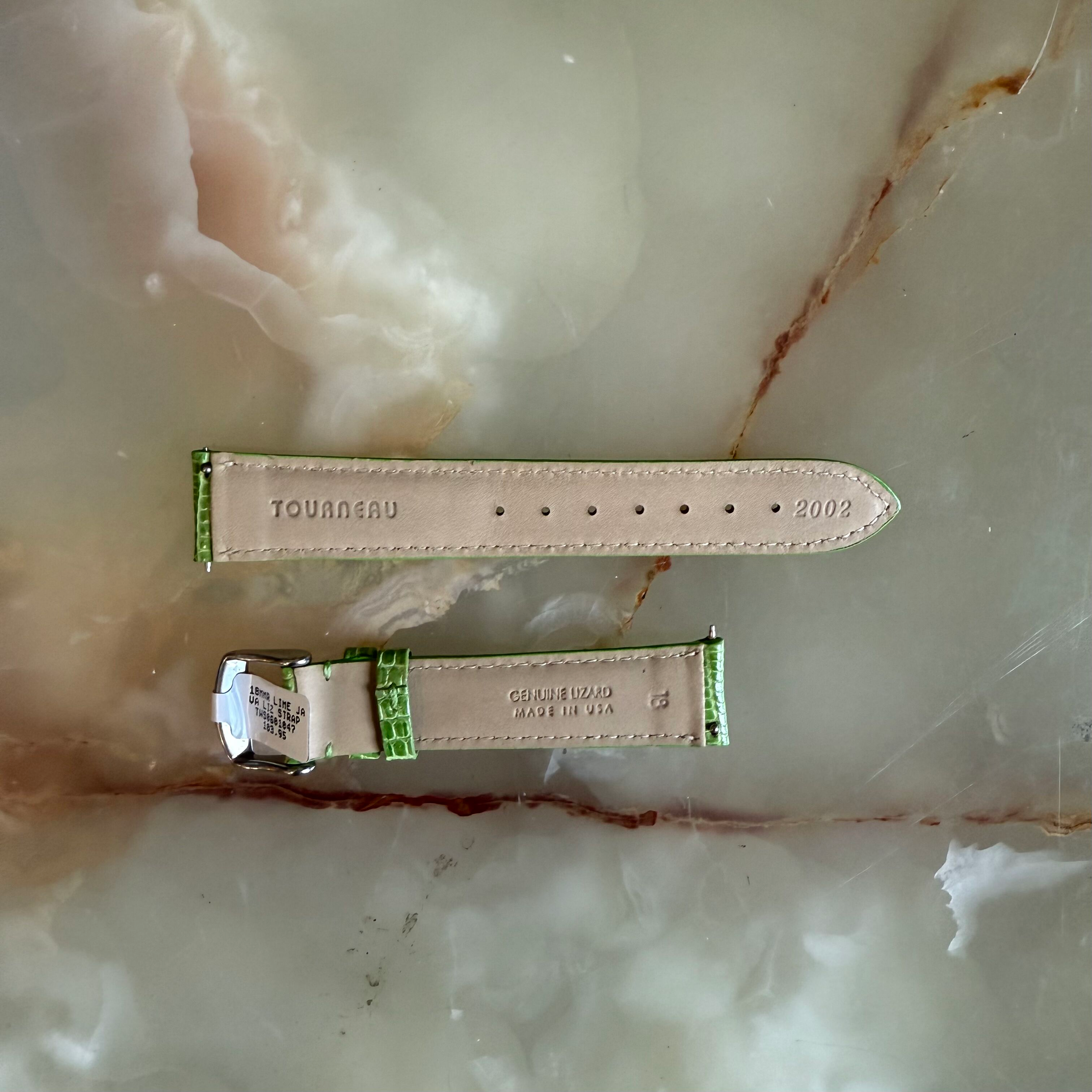 Genuine Lizard Green Watch Strap Band 18mm Padded & Stitched w Buckle