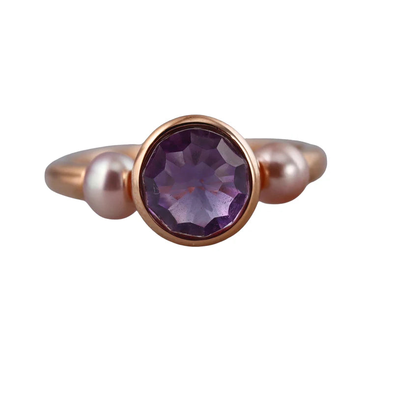Mimi Milano Happy Amethyst Pearl Gold Ring