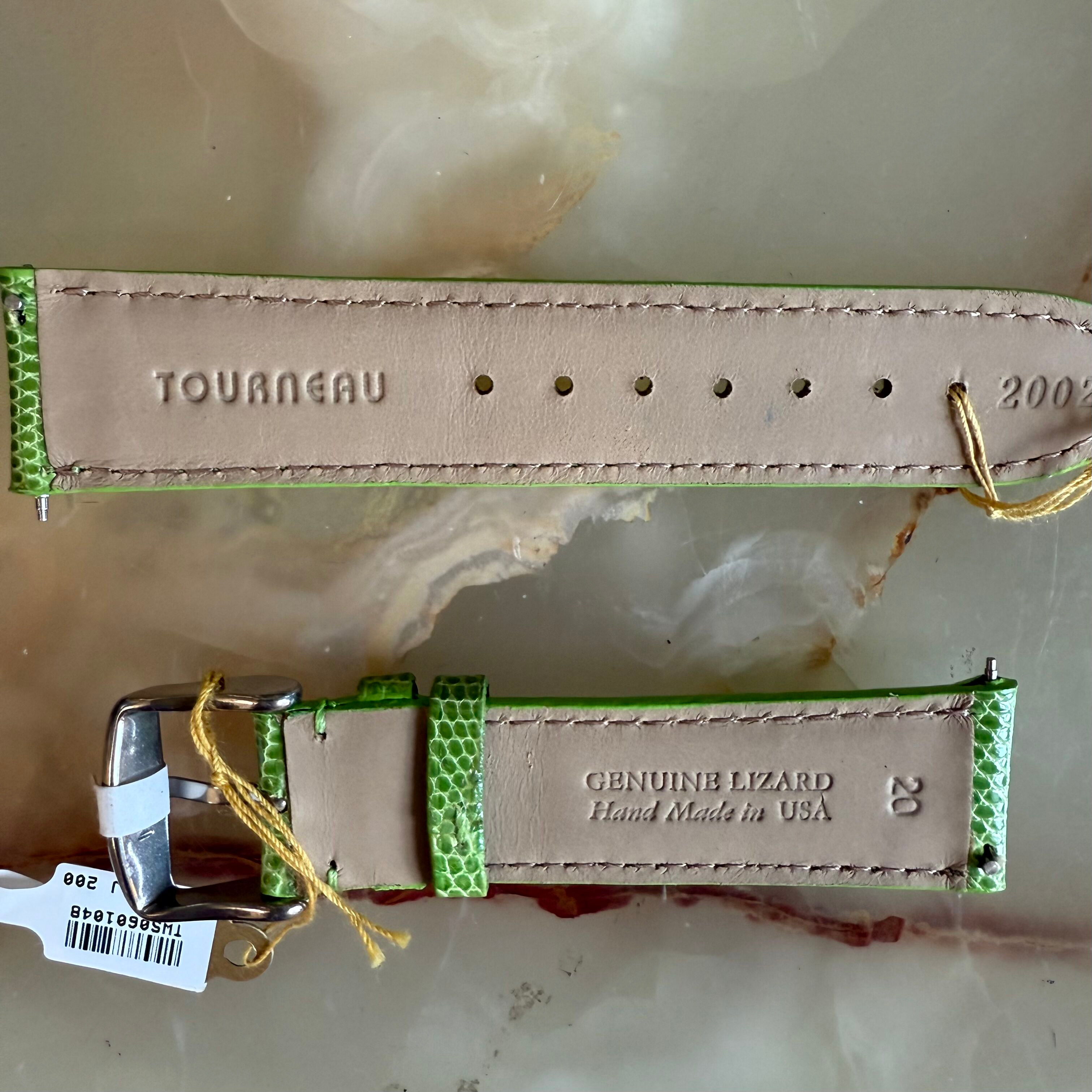 Genuine Lizard Green Watch Strap Band 20mm Padded & Stitched w Buckle