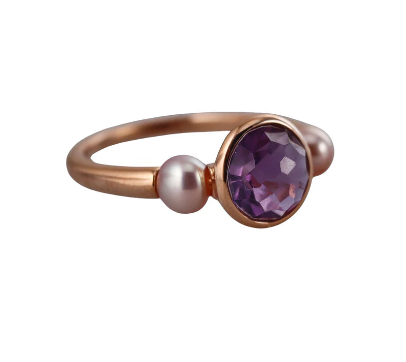 Mimi Milano Happy Amethyst Pearl Gold Ring