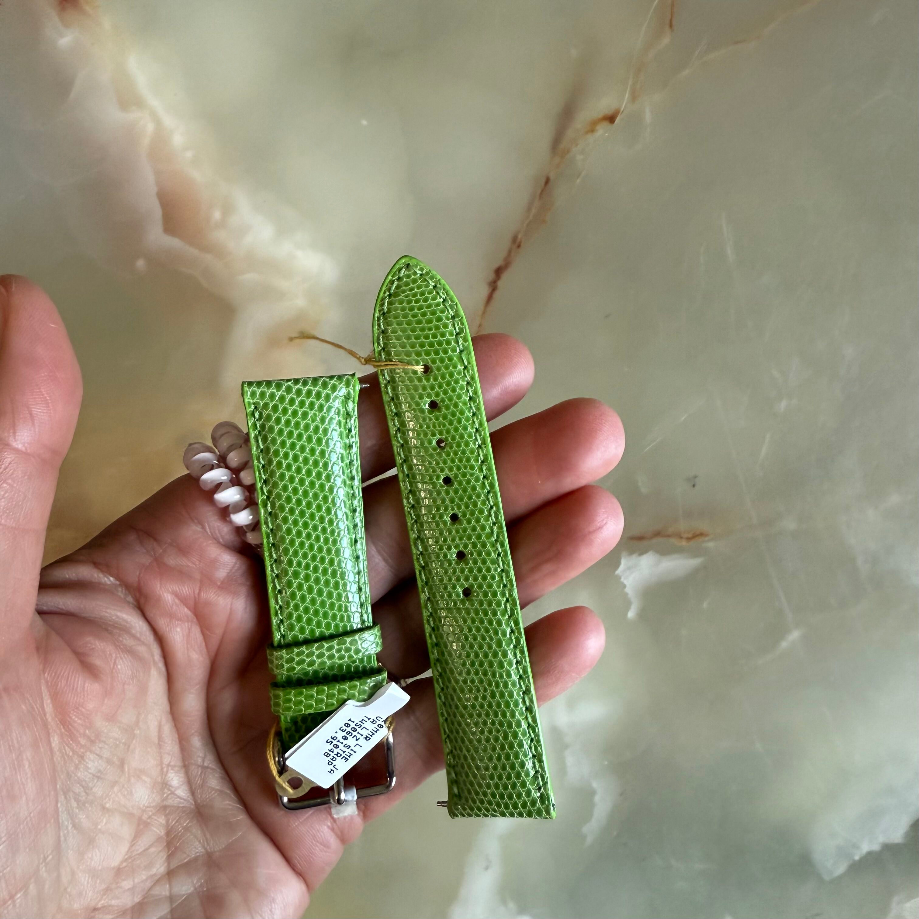 Genuine Lizard Green Watch Strap Band 20mm Padded & Stitched w Buckle