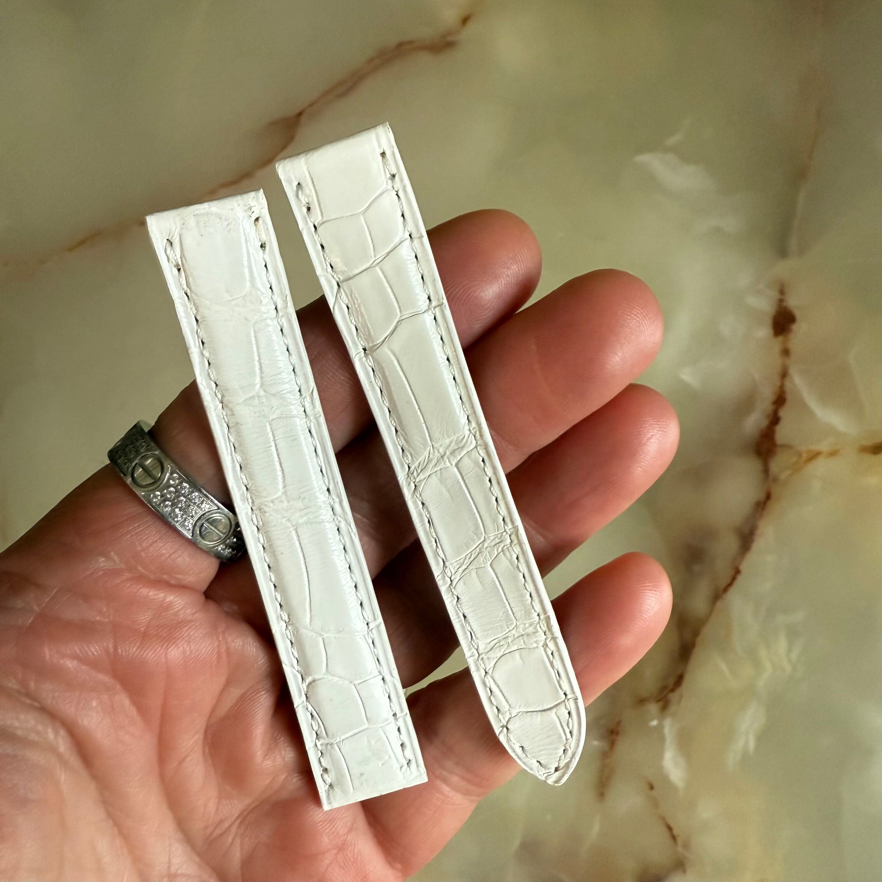 Authentic Cartier White Alligator Watch Strap Band 15mm KD53DK72