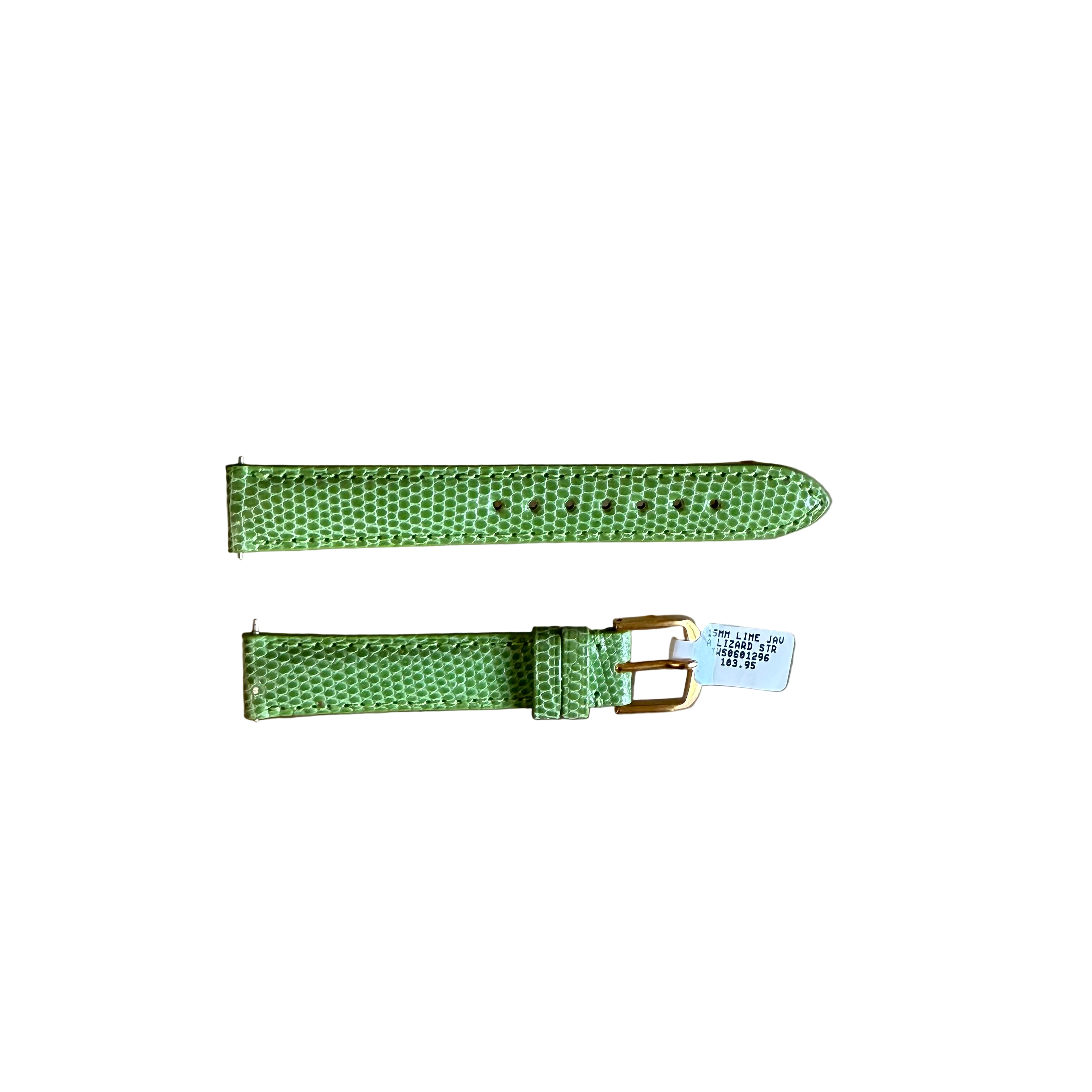 Genuine Lizard Green Watch Strap Band 15mm Padded & Stitched w Buckle