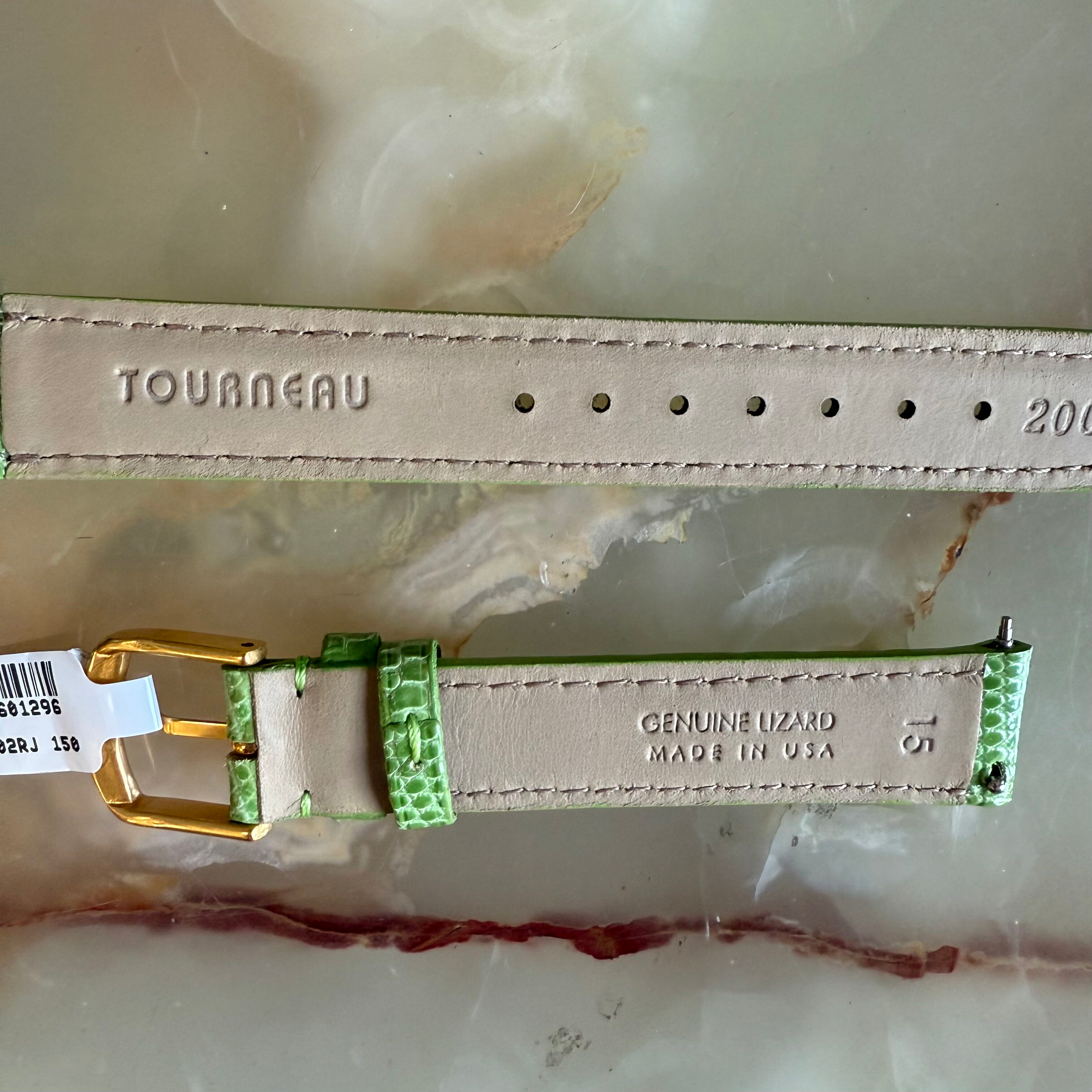 Genuine Lizard Green Watch Strap Band 15mm Padded & Stitched w Buckle