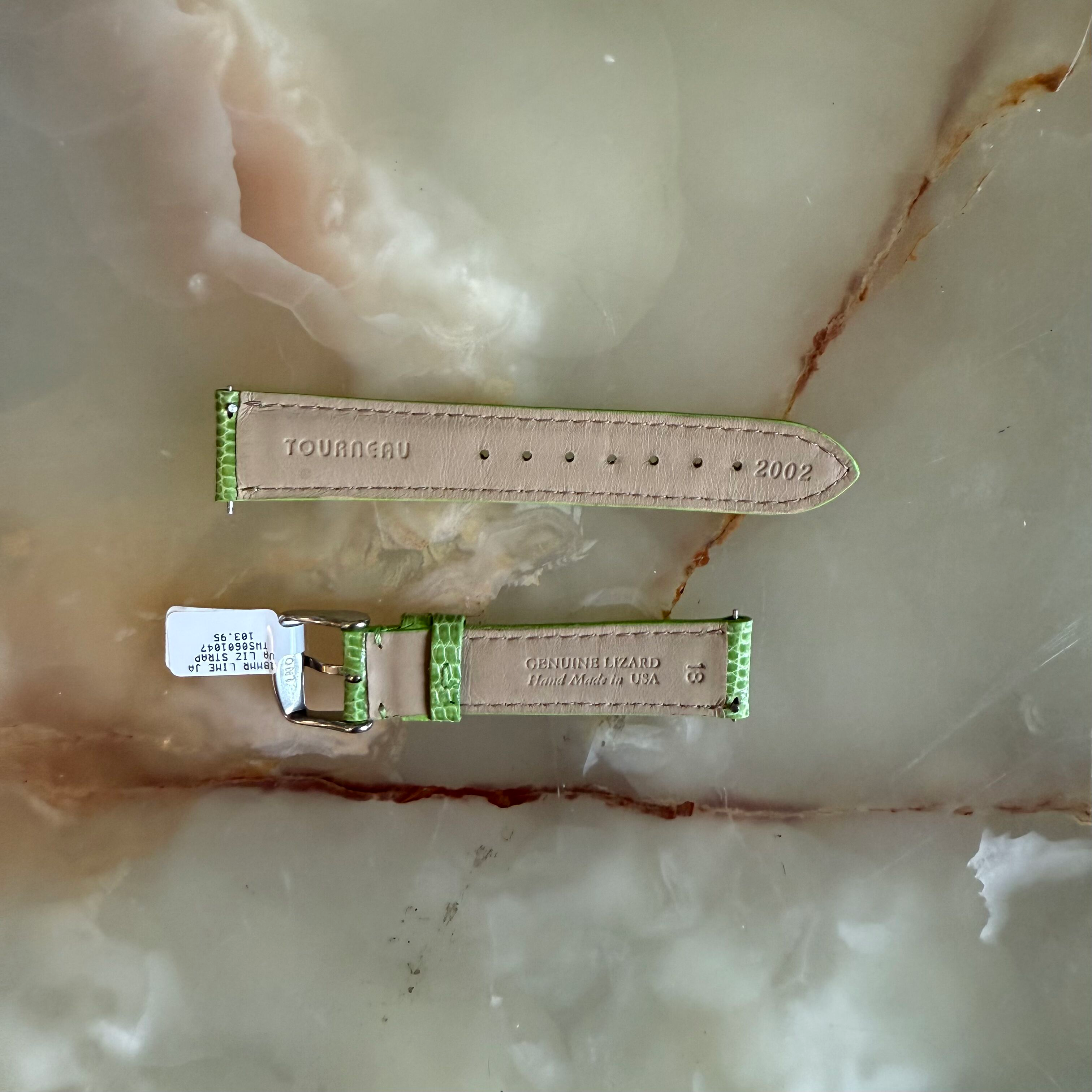 Genuine Lizard Green Watch Strap Band 18mm Padded & Stitched w Buckle