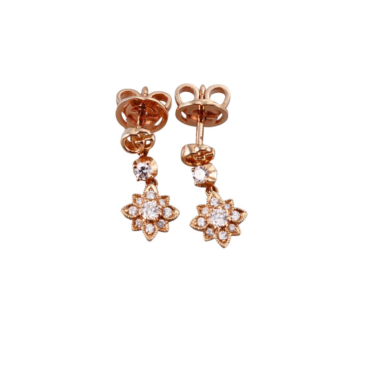 Gucci Flora GG 18k Gold Diamond Drop Earrings