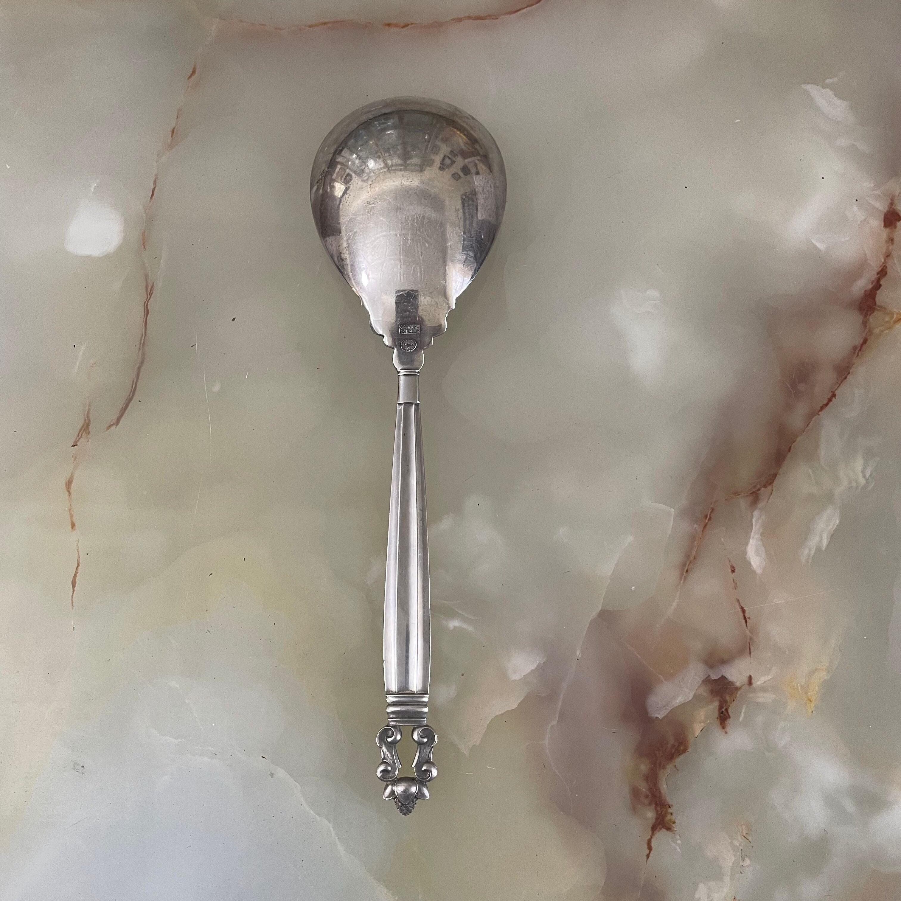 Georg Jensen Acorn Sterling Serving Spoon