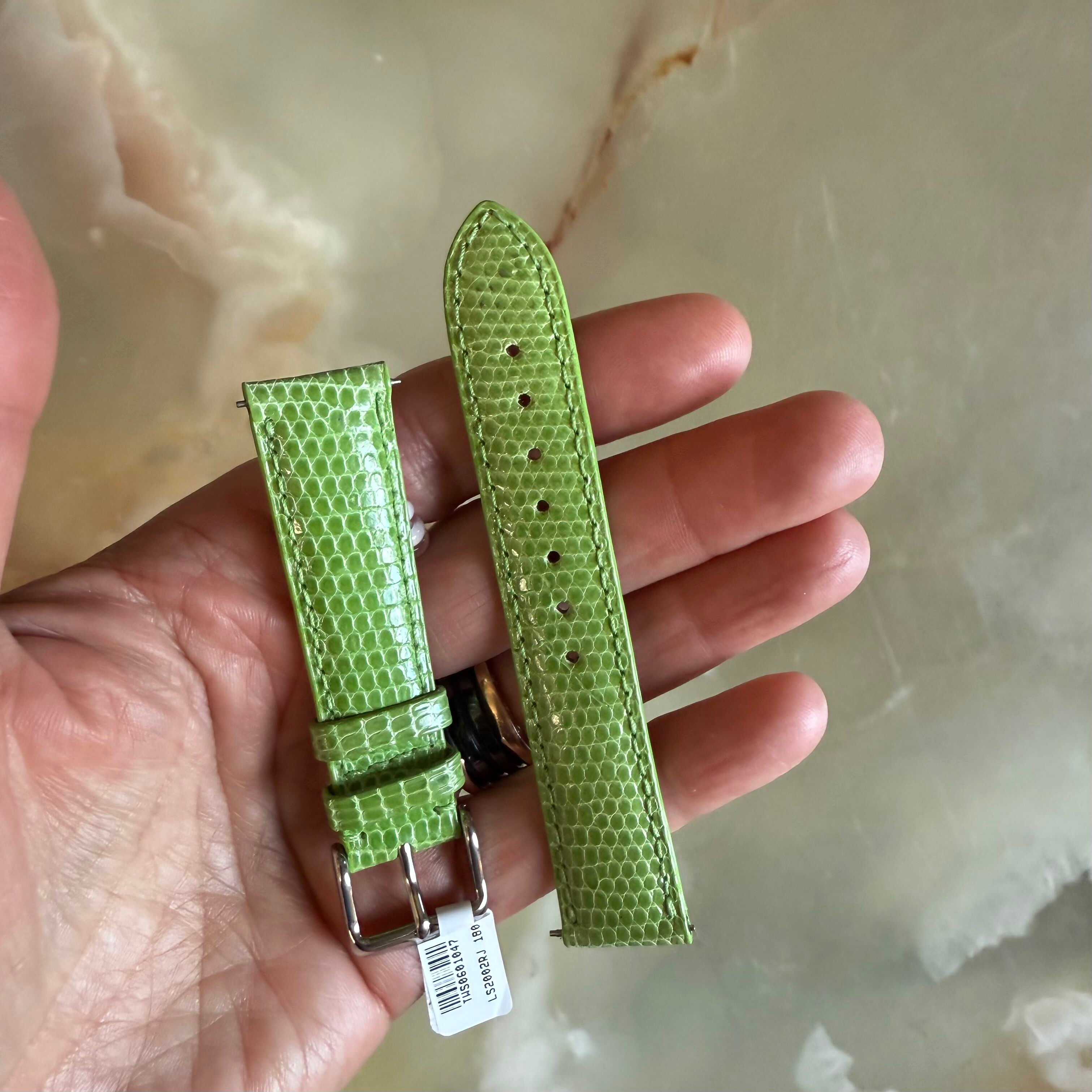 Genuine Lizard Green Watch Strap Band 18mm Padded & Stitched w Buckle