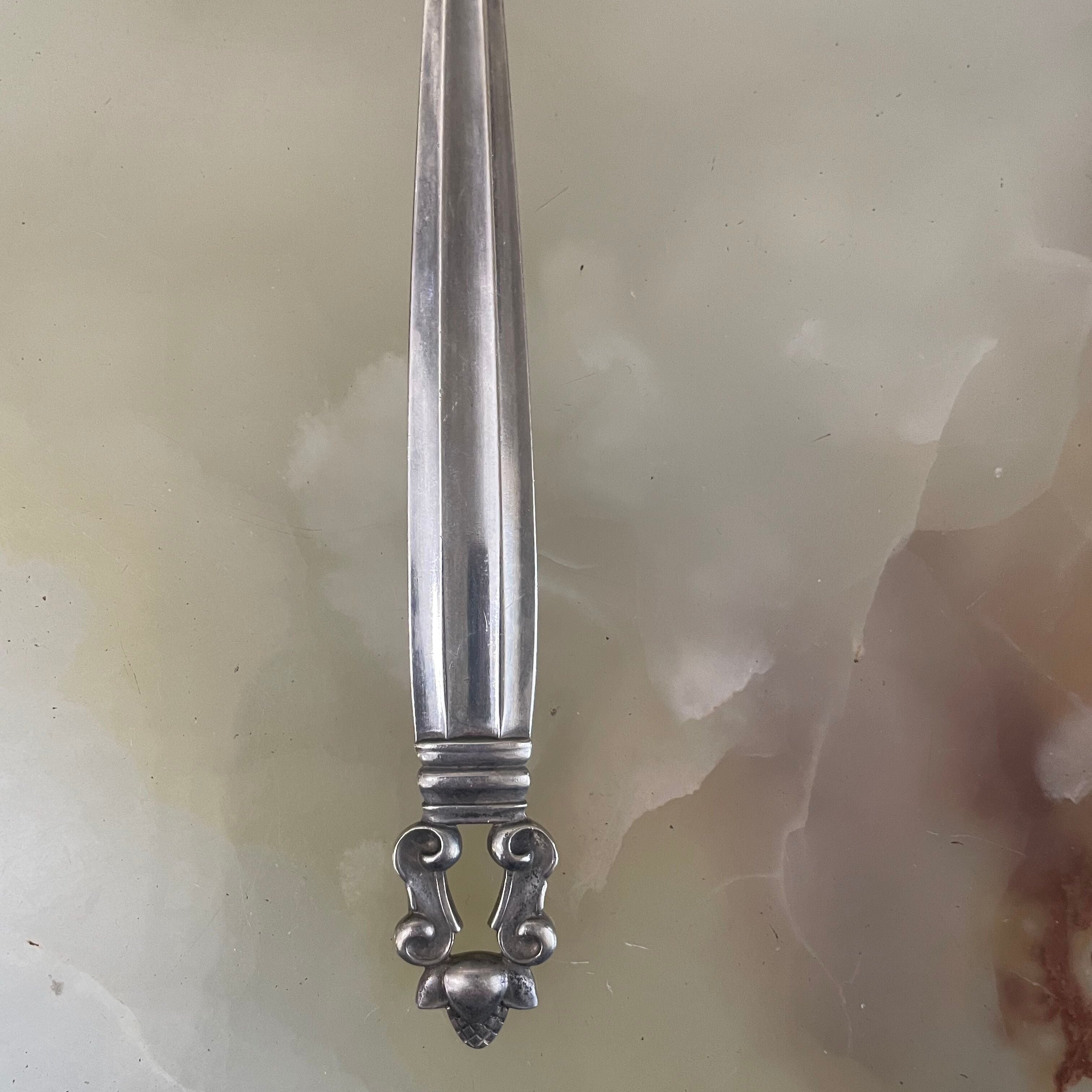 Georg Jensen Acorn Sterling Serving Spoon