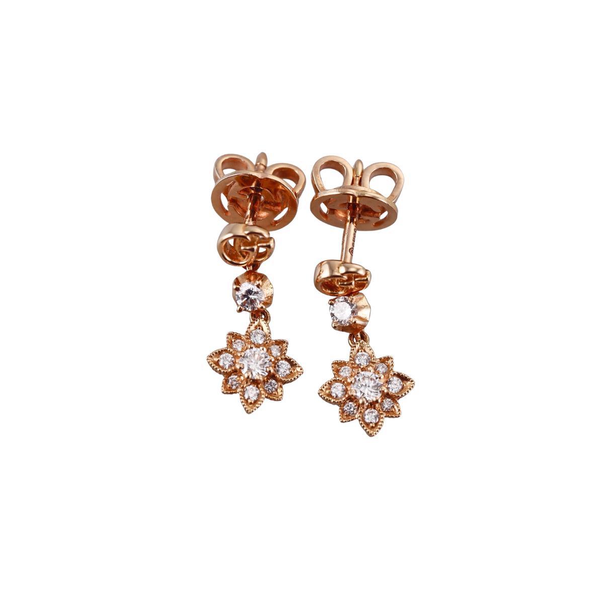 Gucci Flora GG 18k Gold Diamond Drop Earrings