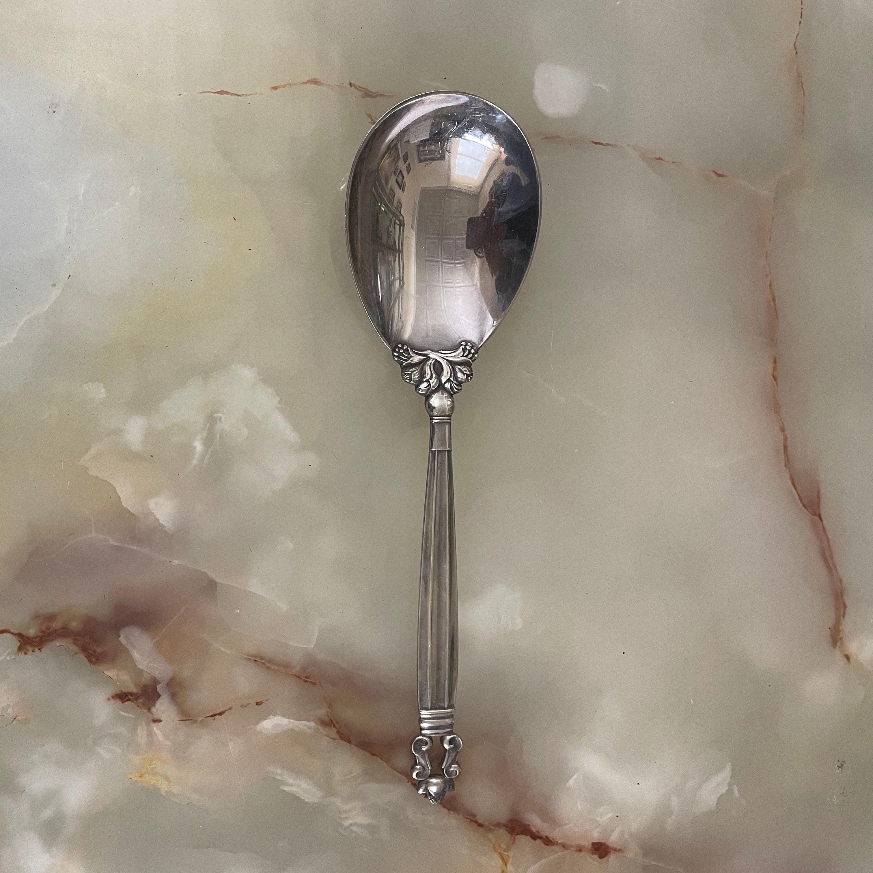 Georg Jensen Acorn Sterling Serving Spoon