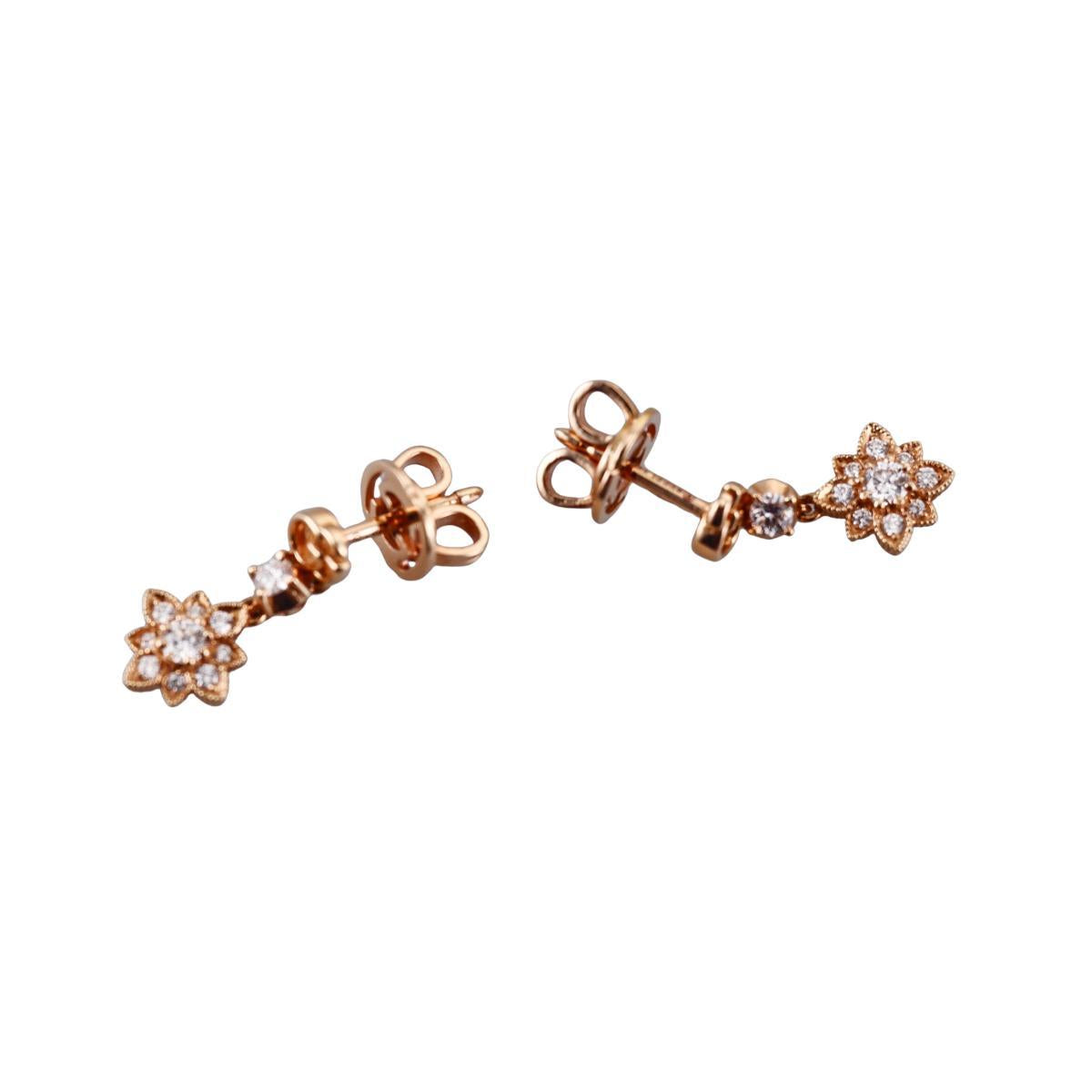 Gucci Flora GG 18k Gold Diamond Drop Earrings