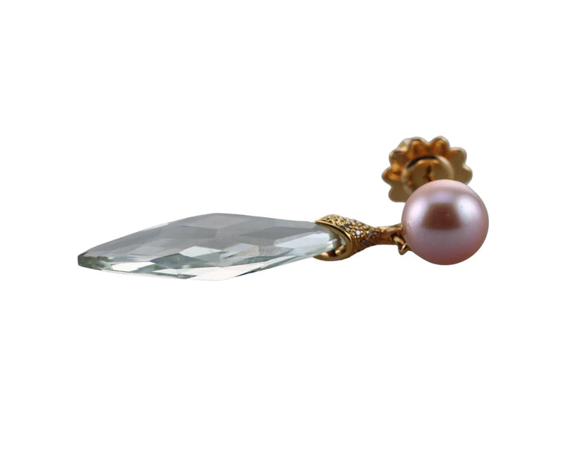 Mimi Milano Jasmine Prasiolite Pearl Diamond Gold Earrings