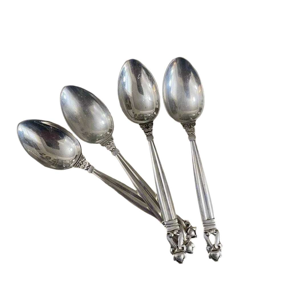 Georg Jensen Acorn Sterling 5 o'clock Tea Spoon Set of 4