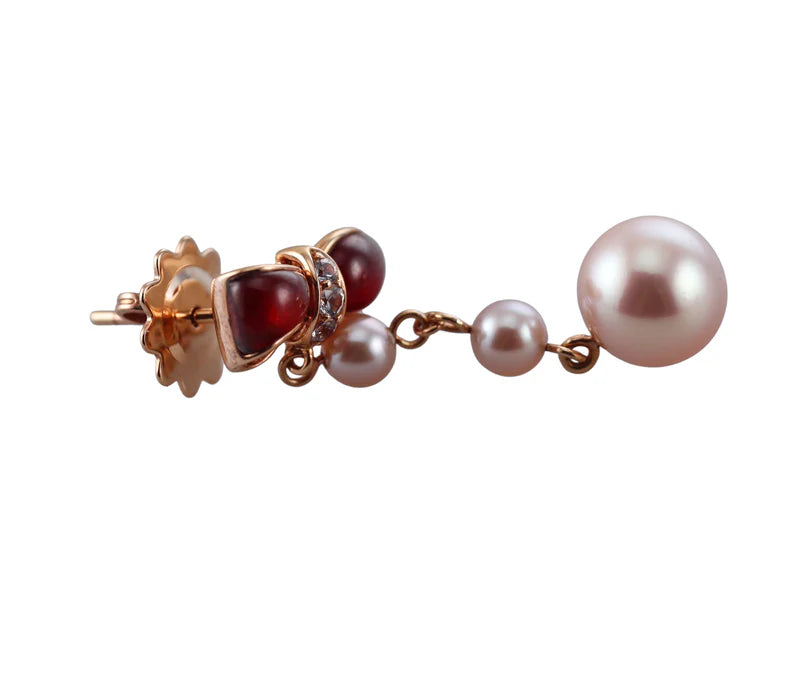 Mimi Milano Ribbon Garnet Pearl Sapphire Gold Drop Earrings
