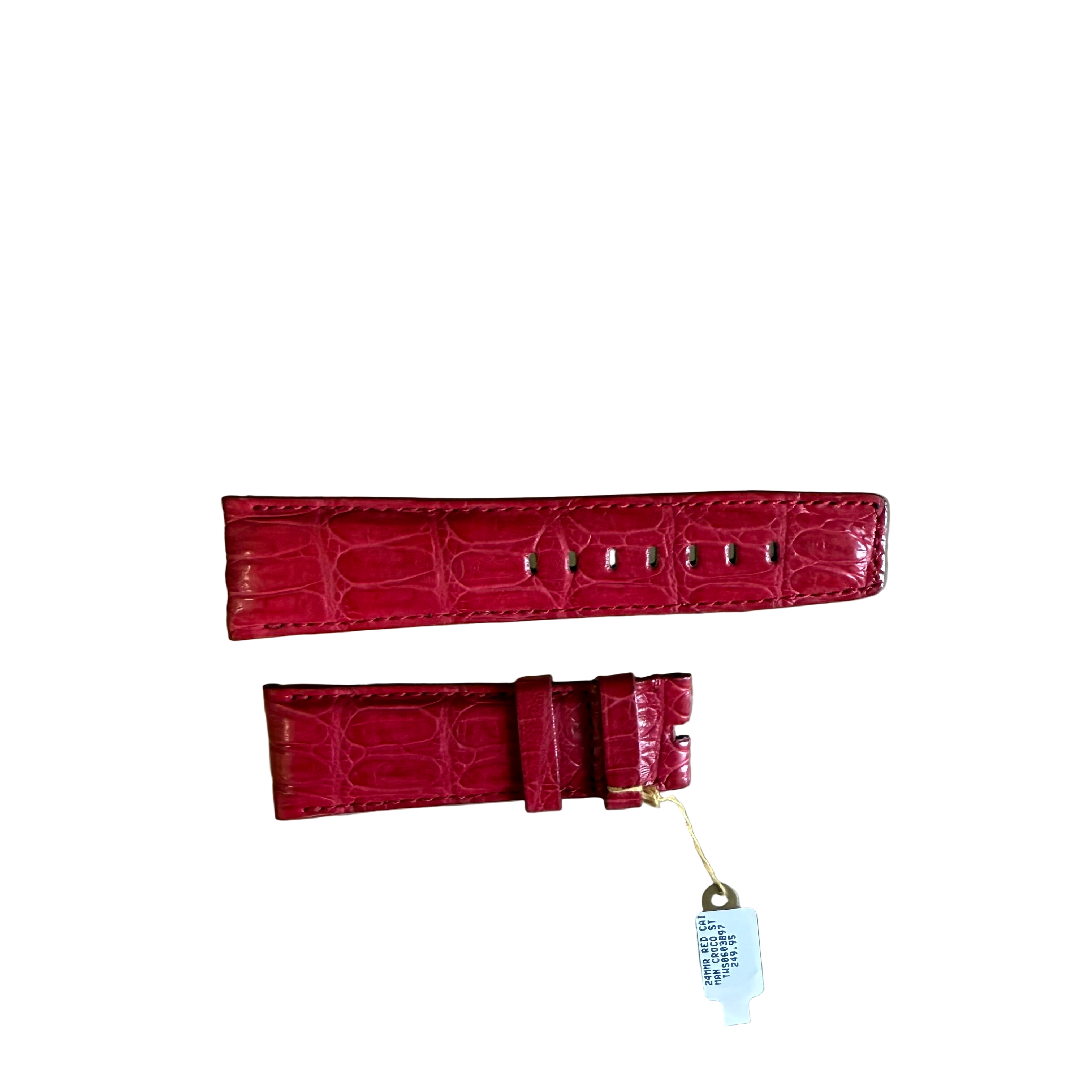 Genuine Crocodile Red Watch Strap Band 24mm Padded & Stitched
