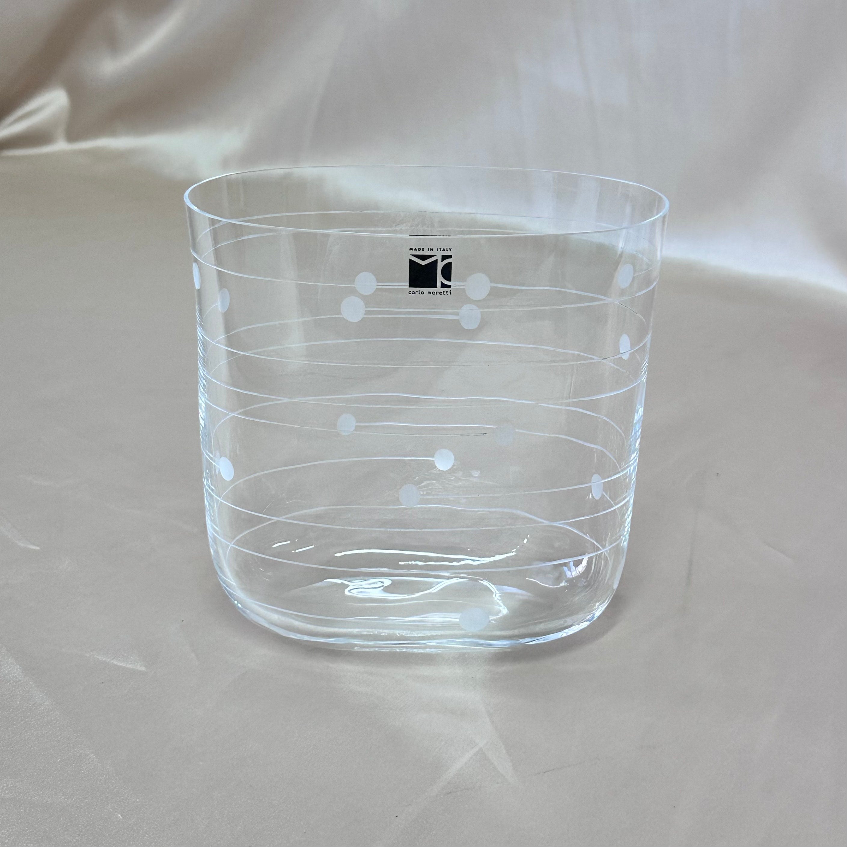 Carlo Moretti Hand Blown Murano Glass White Dot Vase