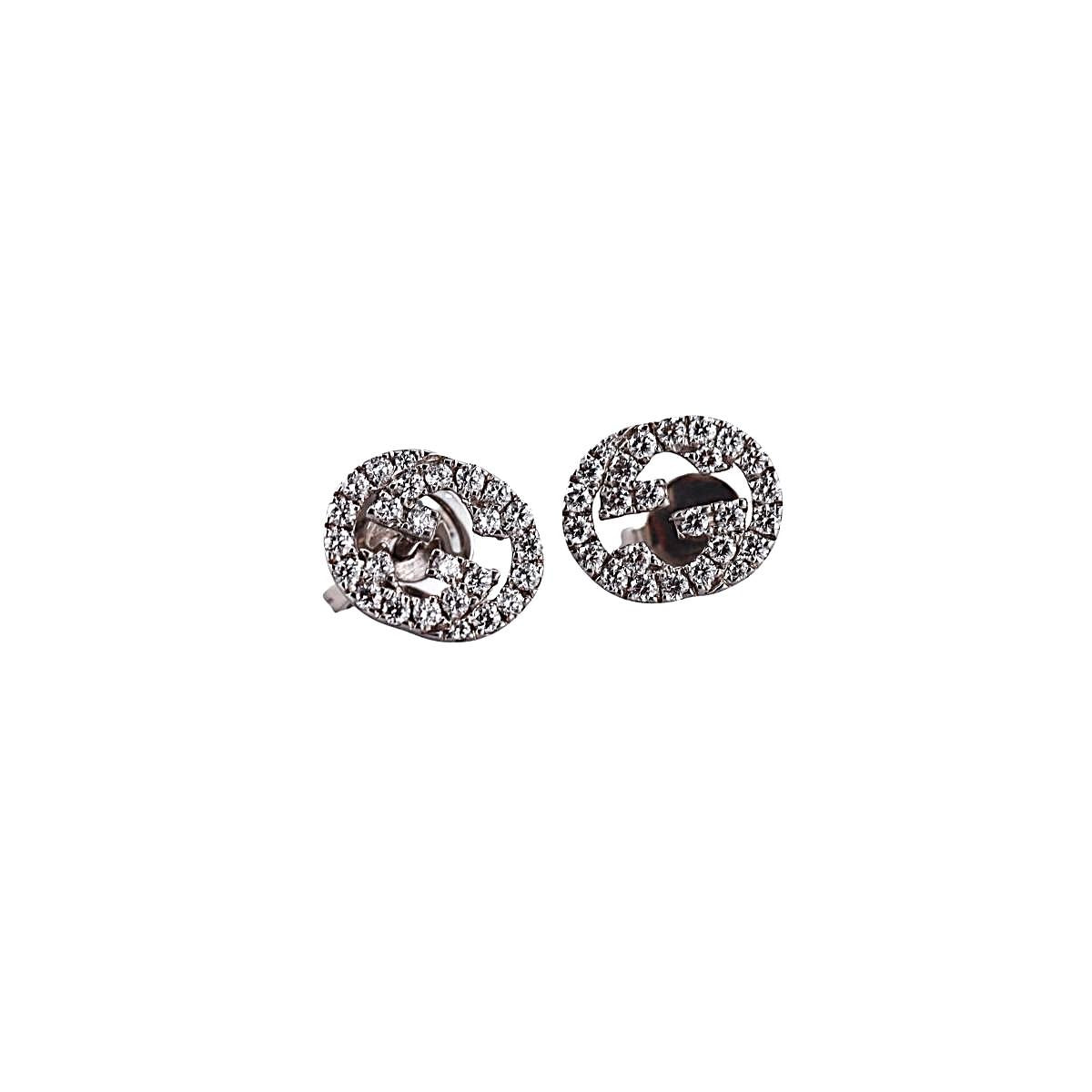 Gucci Interlocking GG 18k Gold Diamond Stud Earrings