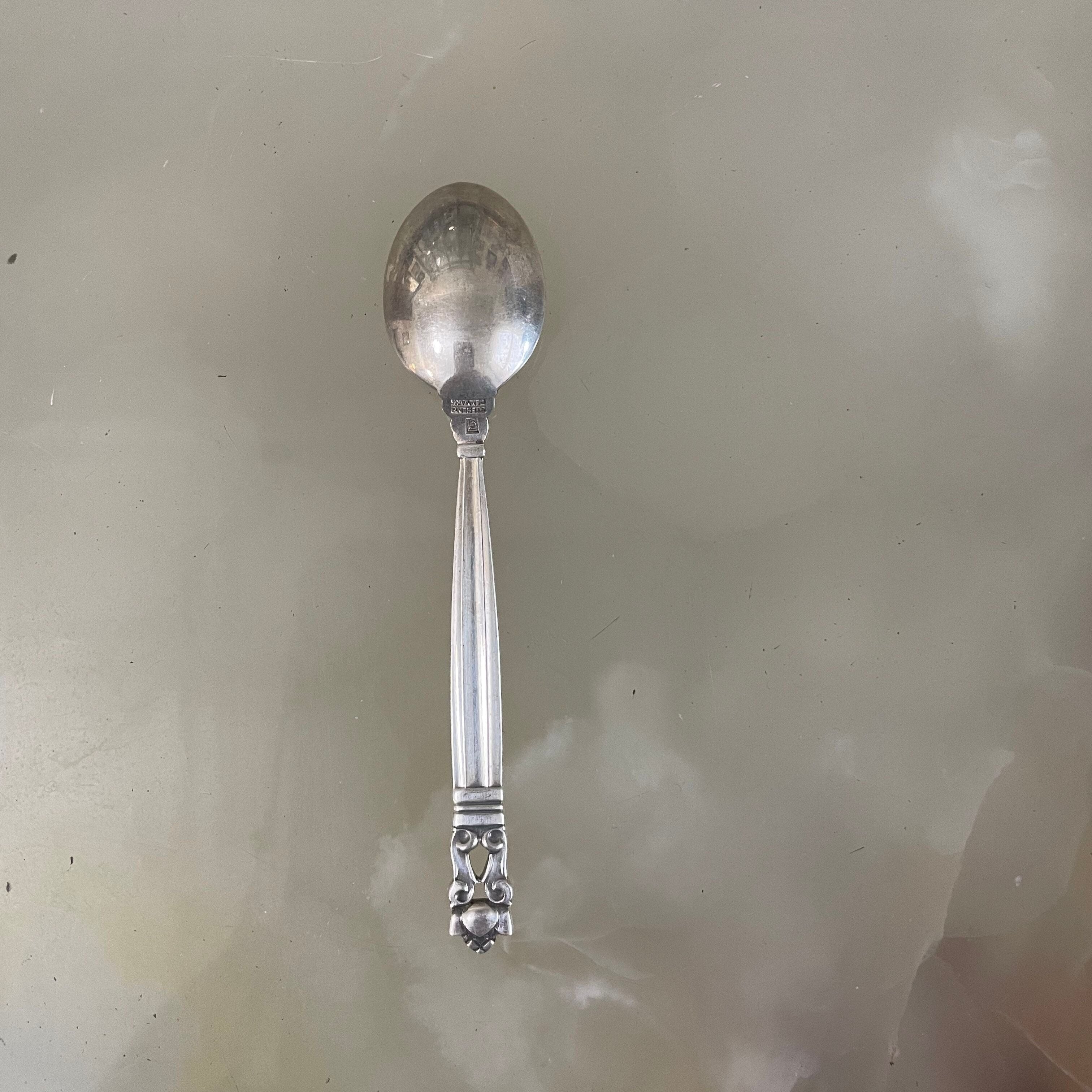 Georg Jensen Acorn Sterling Demitasse Spoon Set of 4