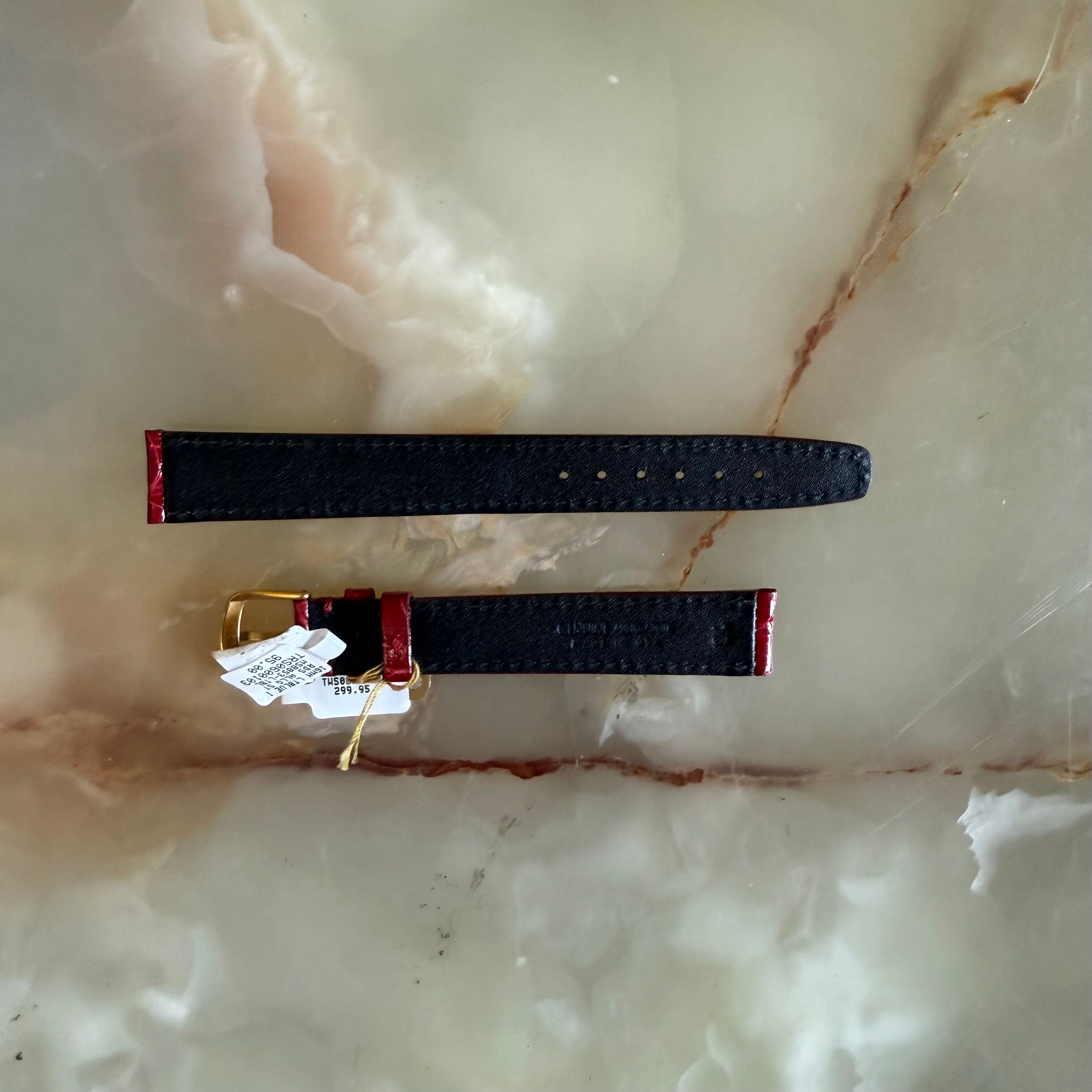 Genuine Alligator Red Shiny Watch Strap Band 16mm Padded & Stitched w Buckle