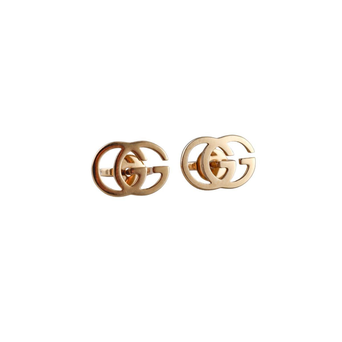 Gucci GG Running 18K Gold Stud Earrings