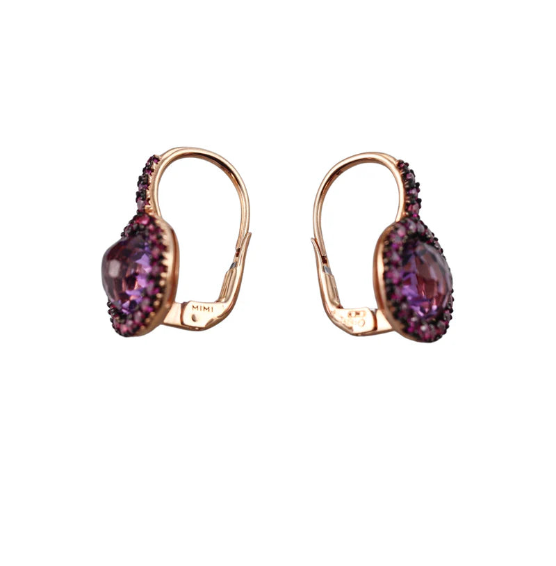 Mimi Milano Happy Pink Sapphire Amethyst Gold Earrings