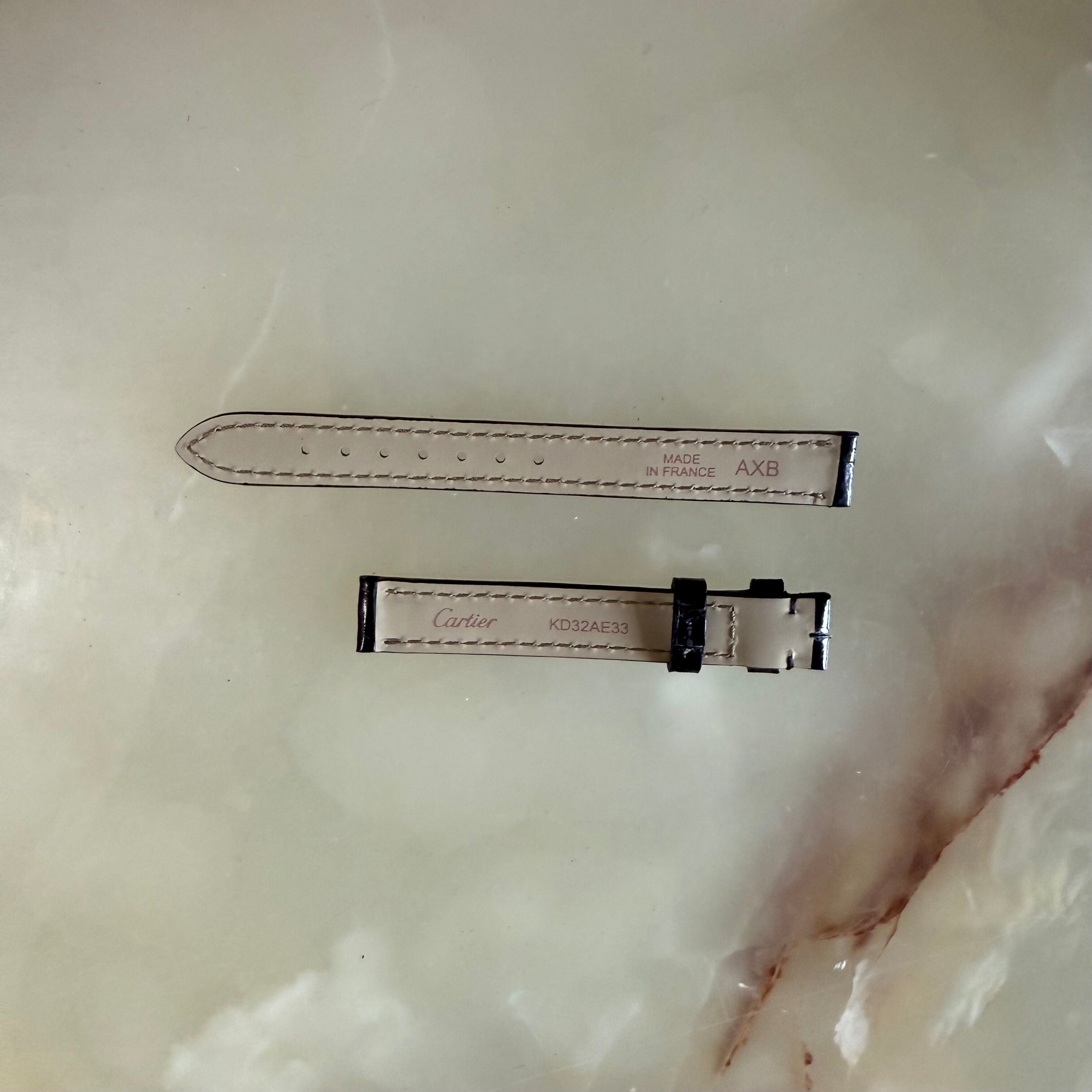 Authentic Cartier Black Alligator Watch Strap Band 13mm KD32AE33