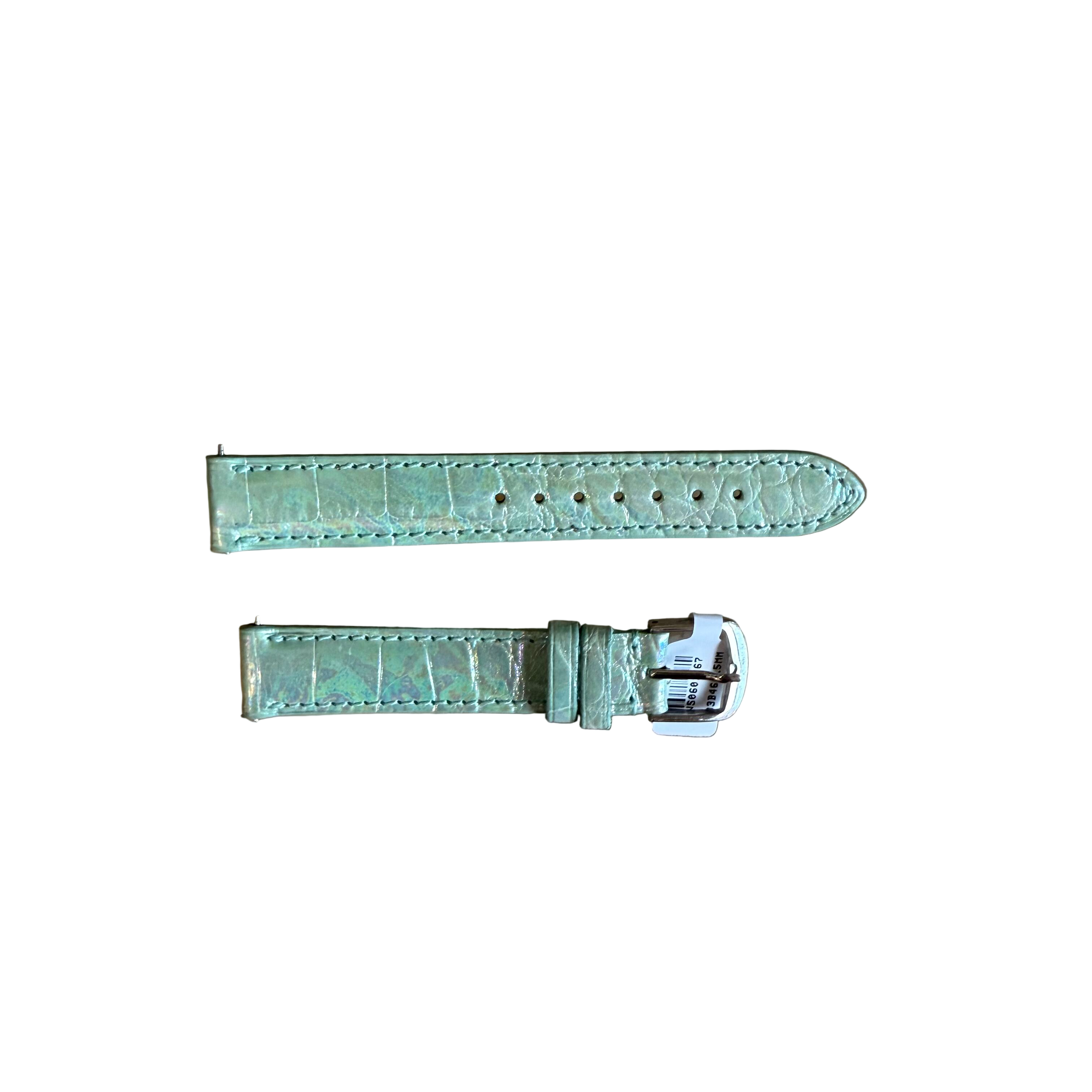 Genuine Alligator Pearly Green Watch Strap Band 15mm Padded & Stitched w Buckle