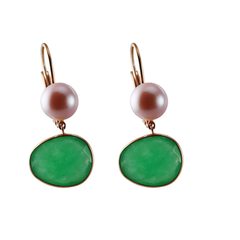 Mimi Milano Talita Jade Pearl Gold Earrings
