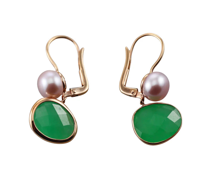 Mimi Milano Talita Jade Pearl Gold Earrings