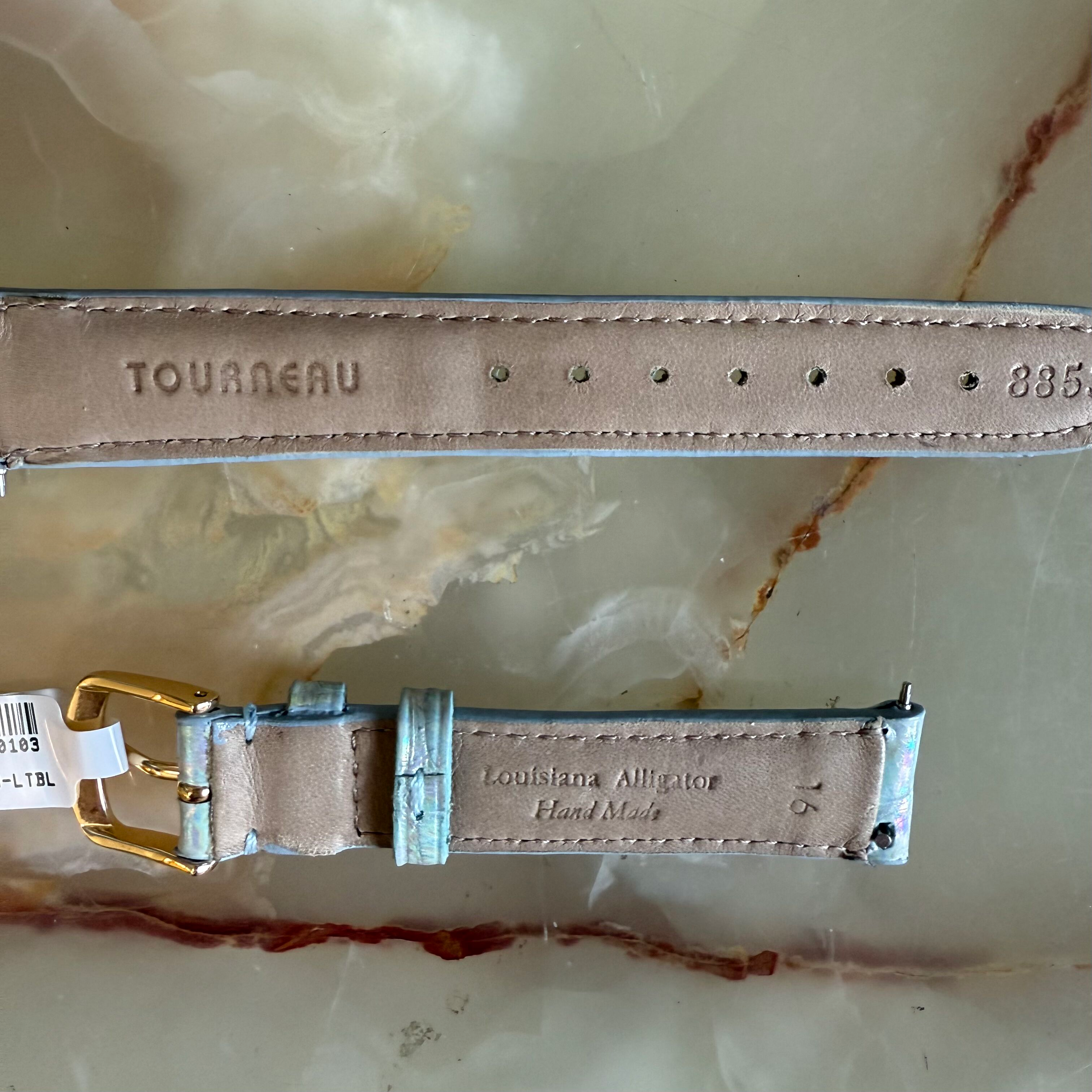 Genuine Alligator Pearly Blue Watch Strap Band 16mm Padded & Stitched w Buckle