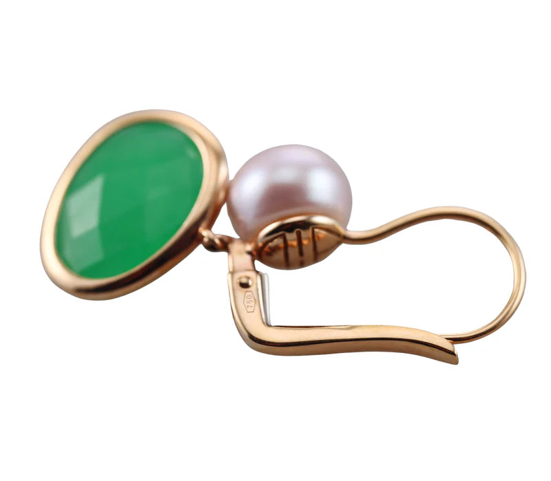 Mimi Milano Talita Jade Pearl Gold Earrings