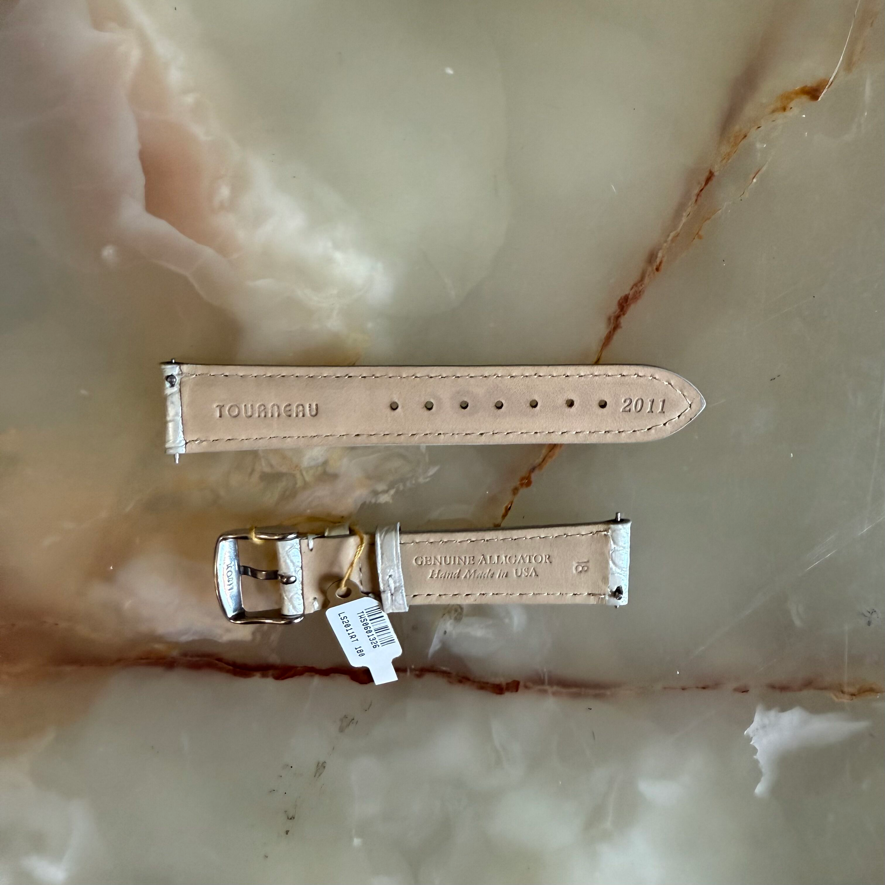 Genuine Alligator Pearly White Watch Strap Band 18mm Padded & Stitched w Buckle