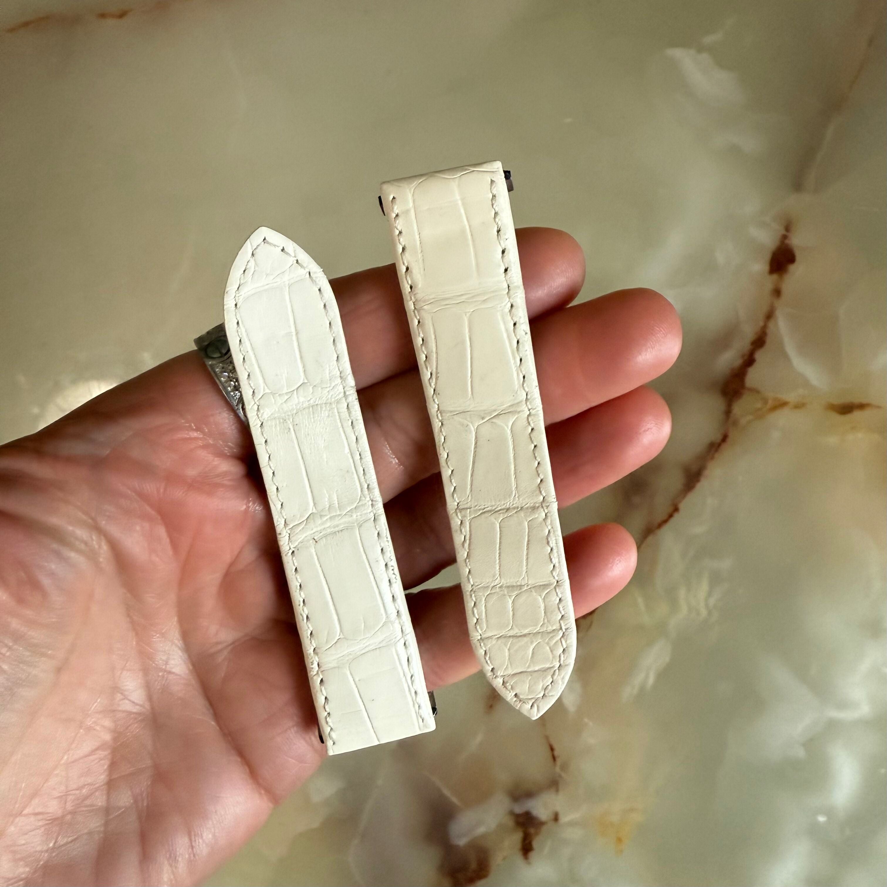 Authentic Cartier White Alligator Quick Release Watch Strap Band 19mm KD68WK63