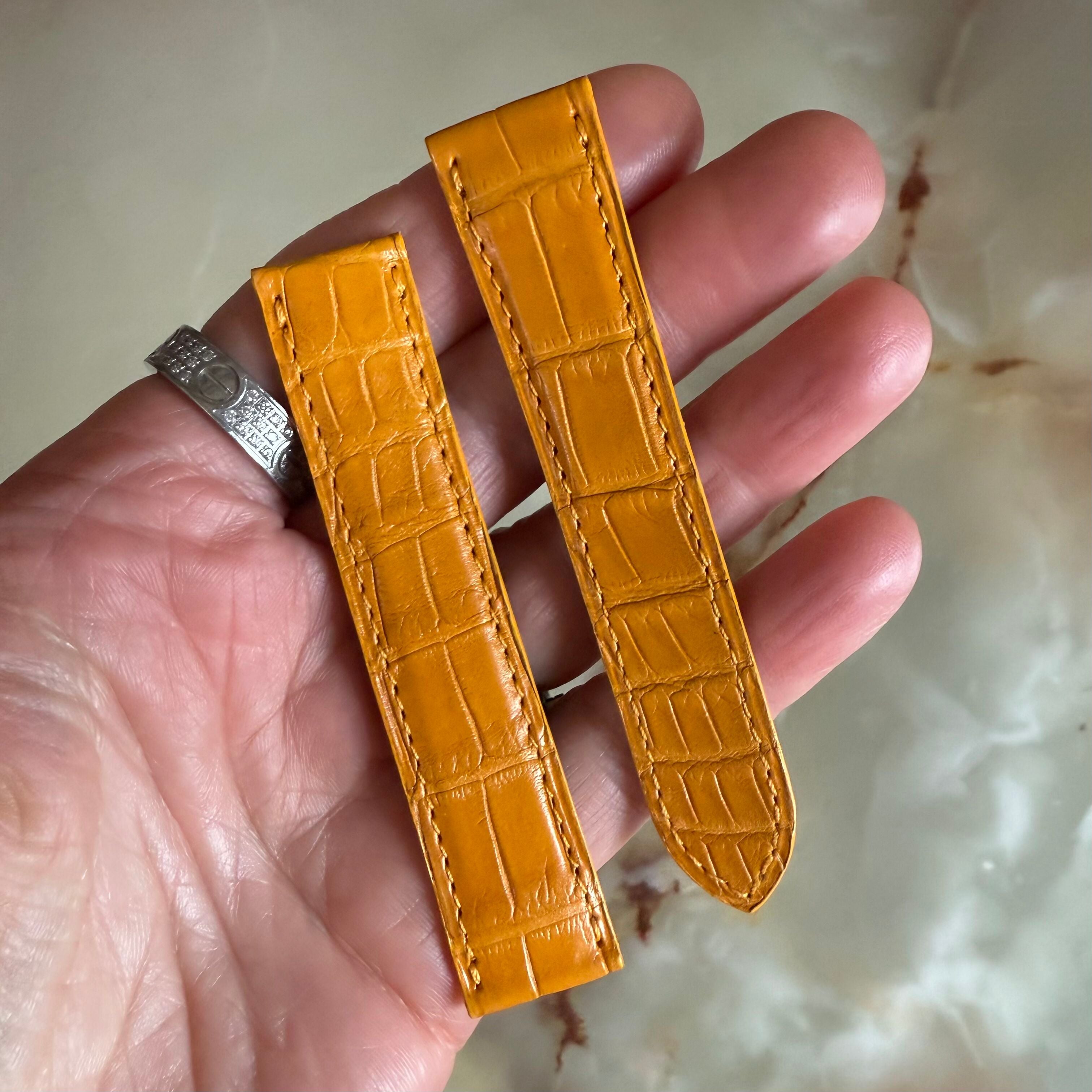 Authentic Cartier Yellow Alligator Watch Strap Band 17.5mm KD25DL32