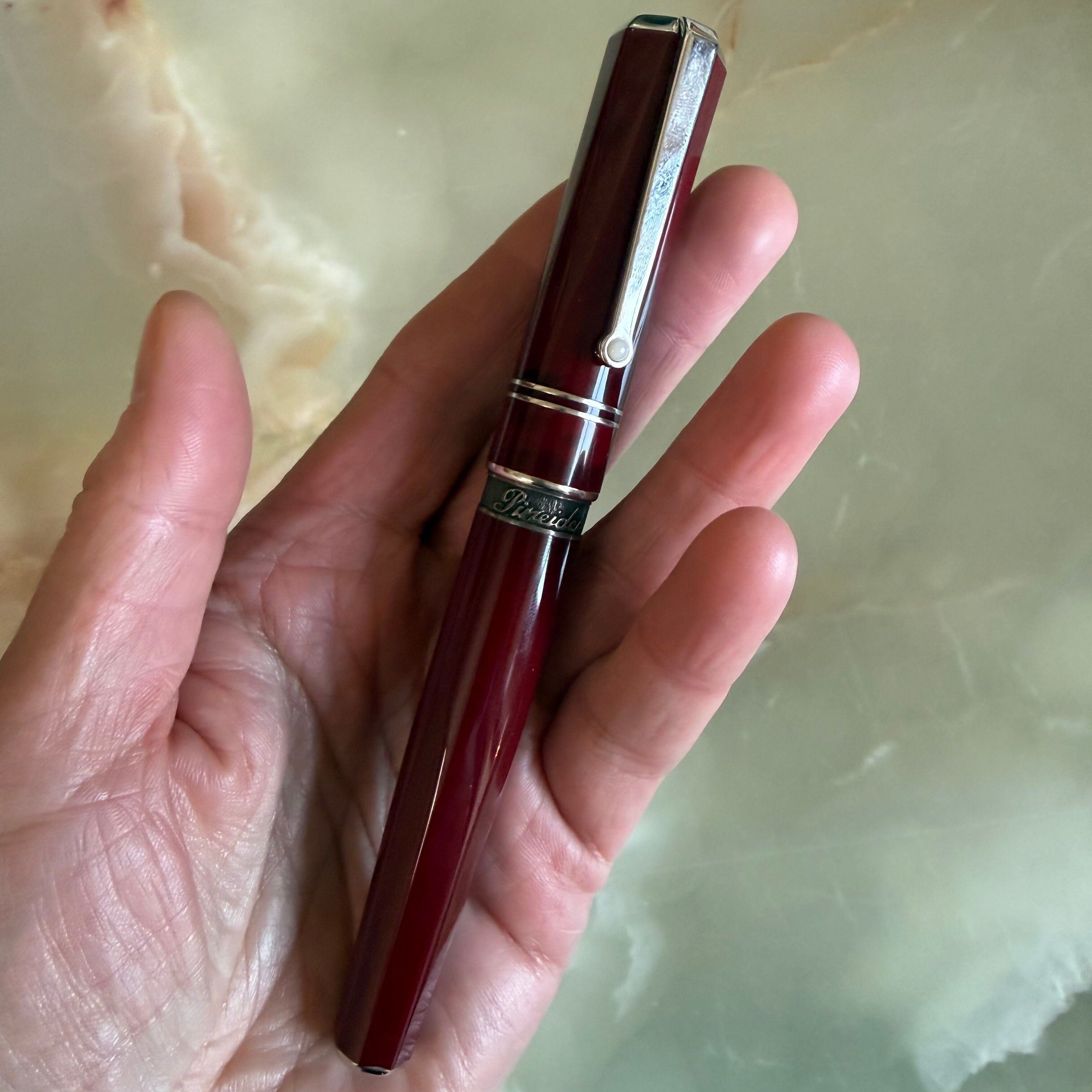 Pineider Roller Veretta 1949 Collection Sterling Silver Ballpoint Bordeaux Pen