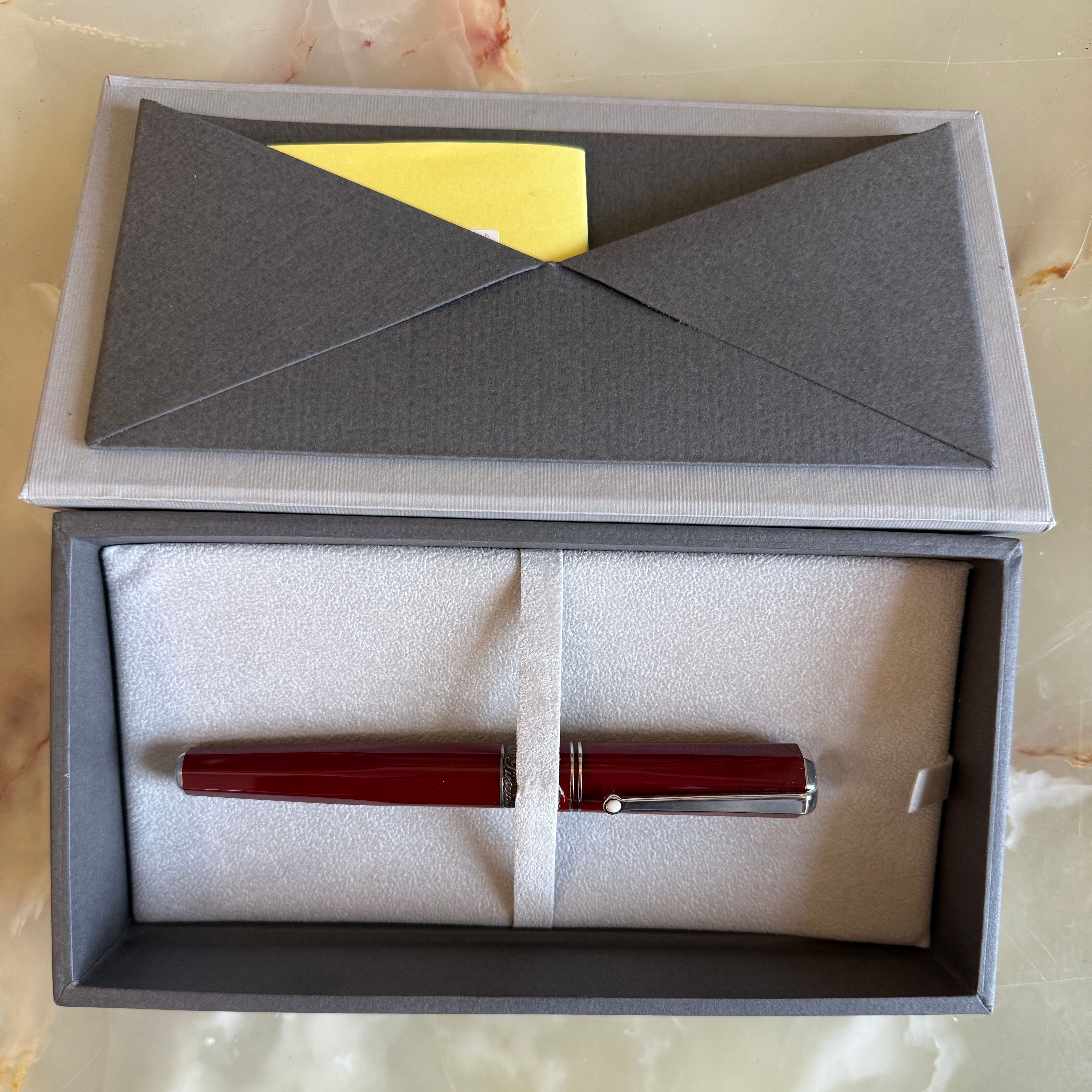 Pineider Roller Veretta 1949 Collection Sterling Silver Ballpoint Bordeaux Pen